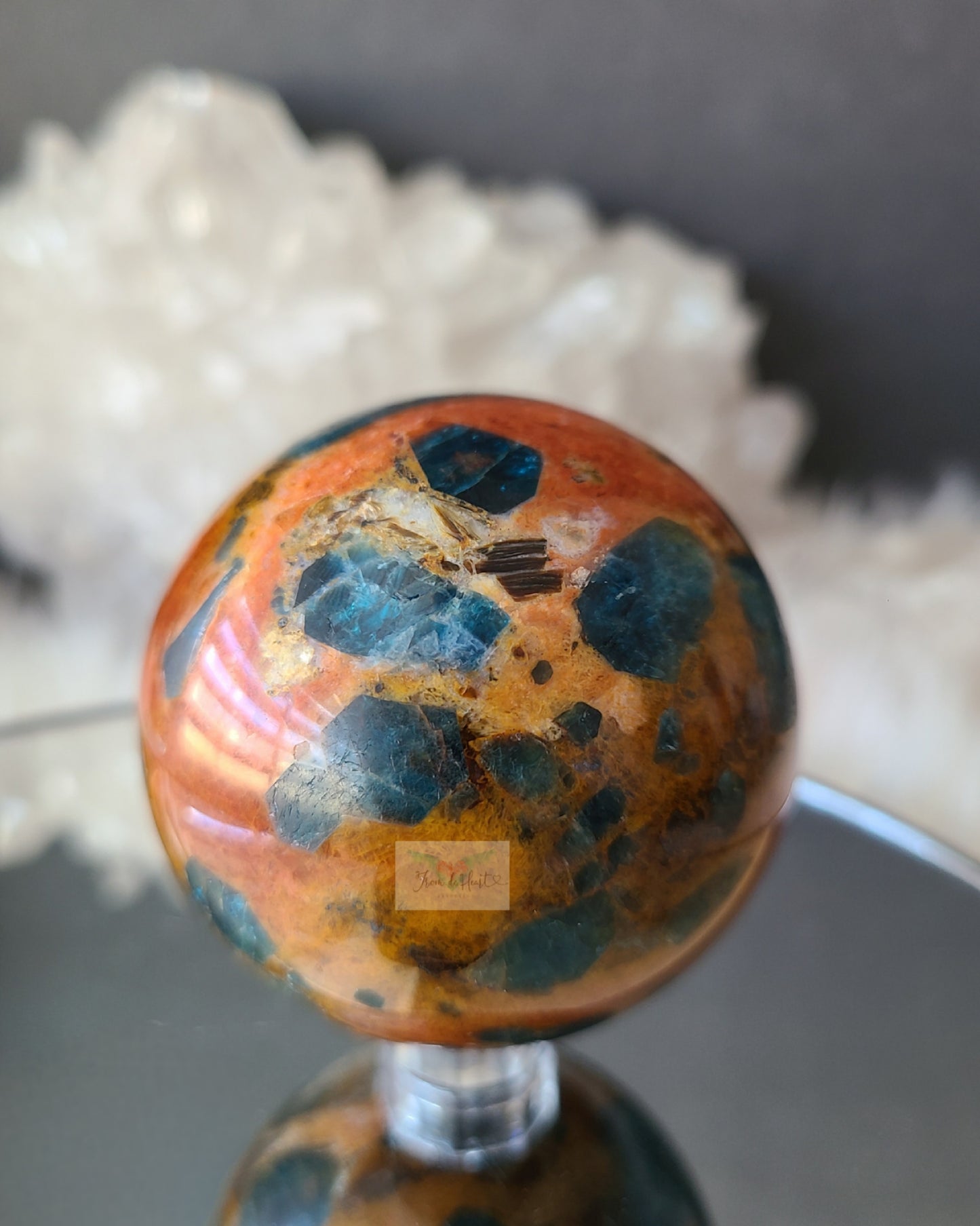 Blue Apatite in Red Jasper Agate Sphere (RARE) B