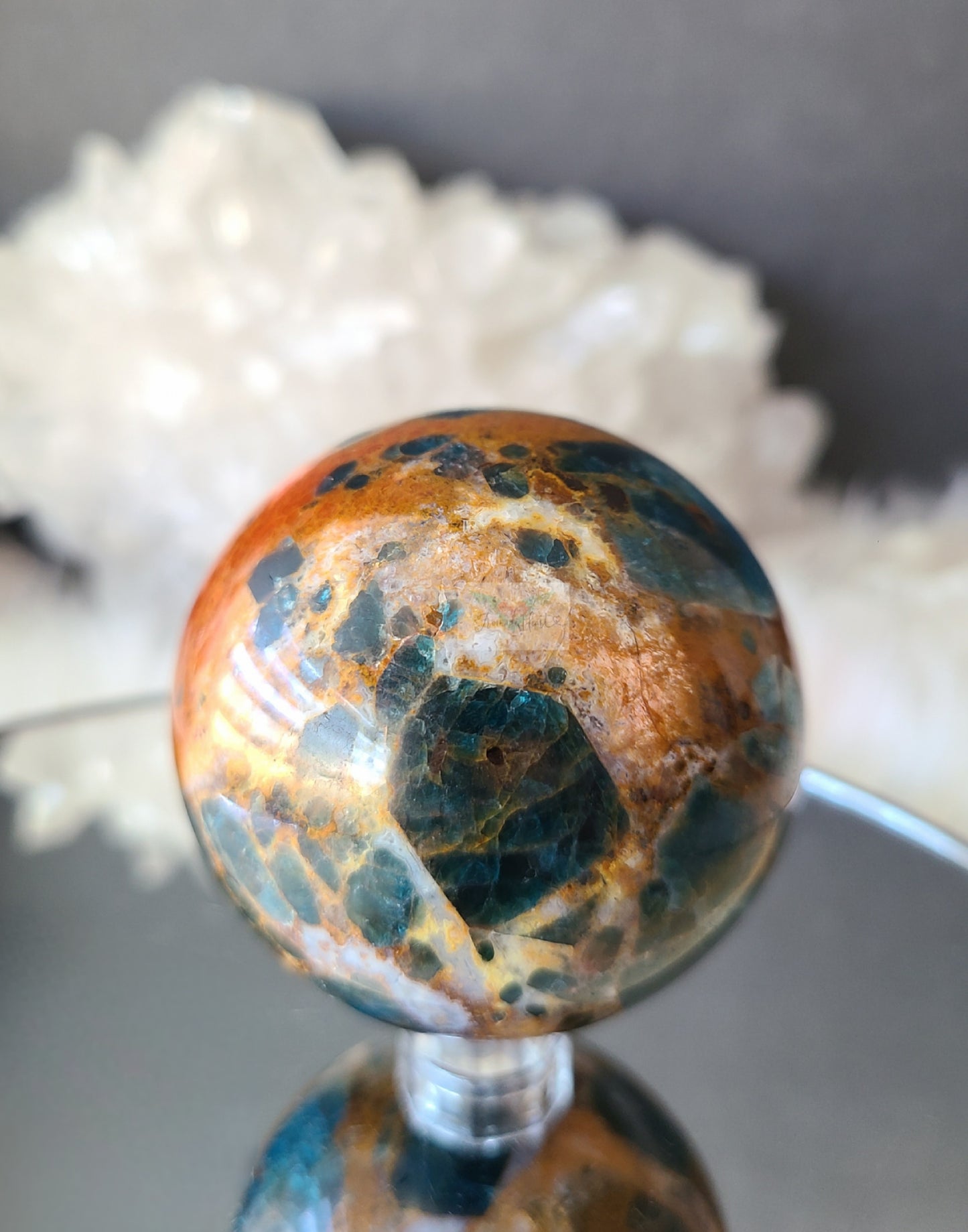 Blue Apatite in Red Jasper Agate Sphere (RARE) B