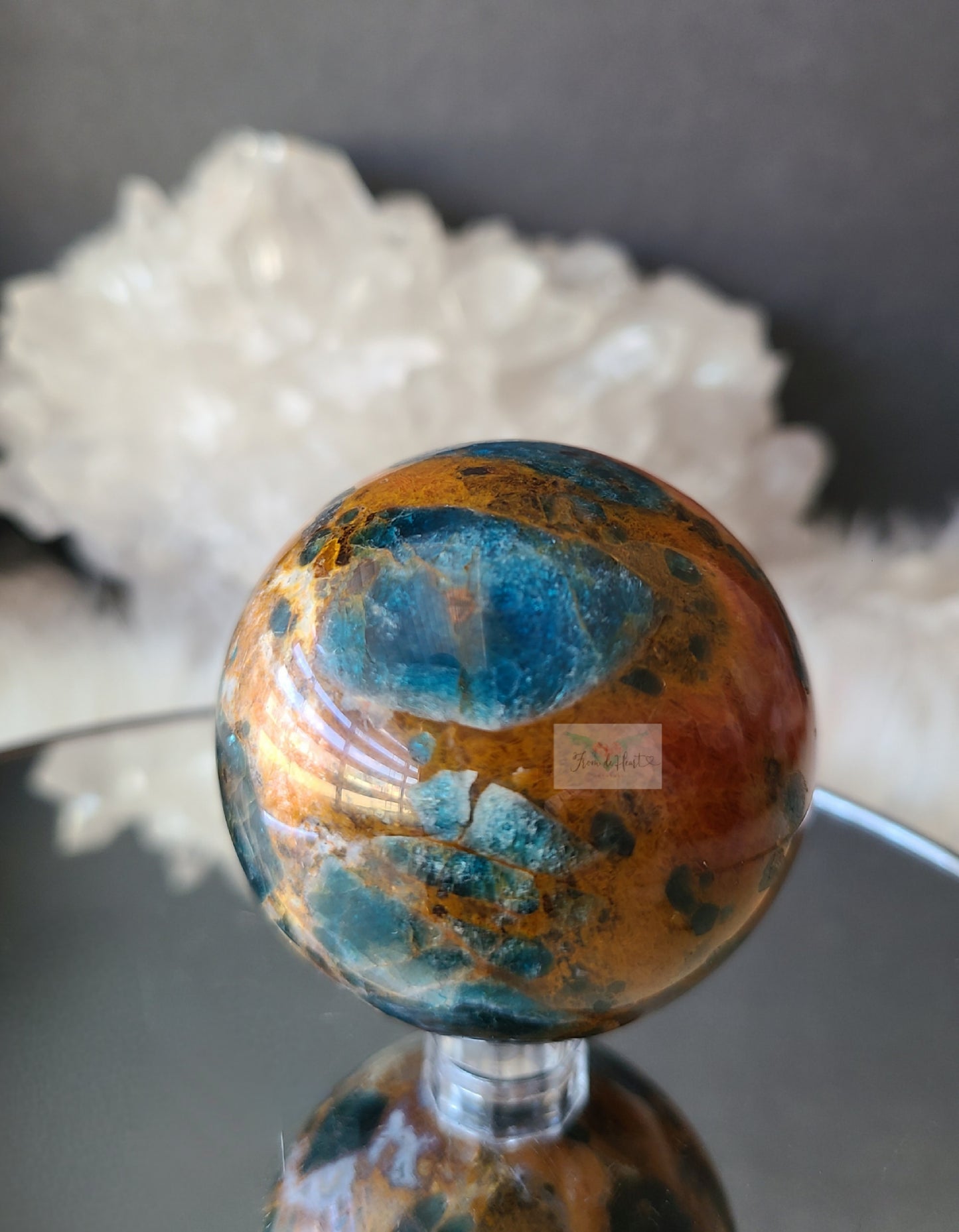 Blue Apatite in Red Jasper Agate Sphere (RARE) B