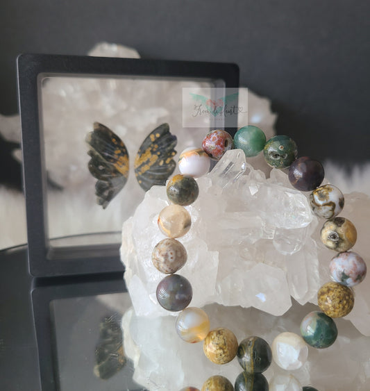 Ocean Jasper bracelet and Old Stock Ocean Jasper Butterfly Wings