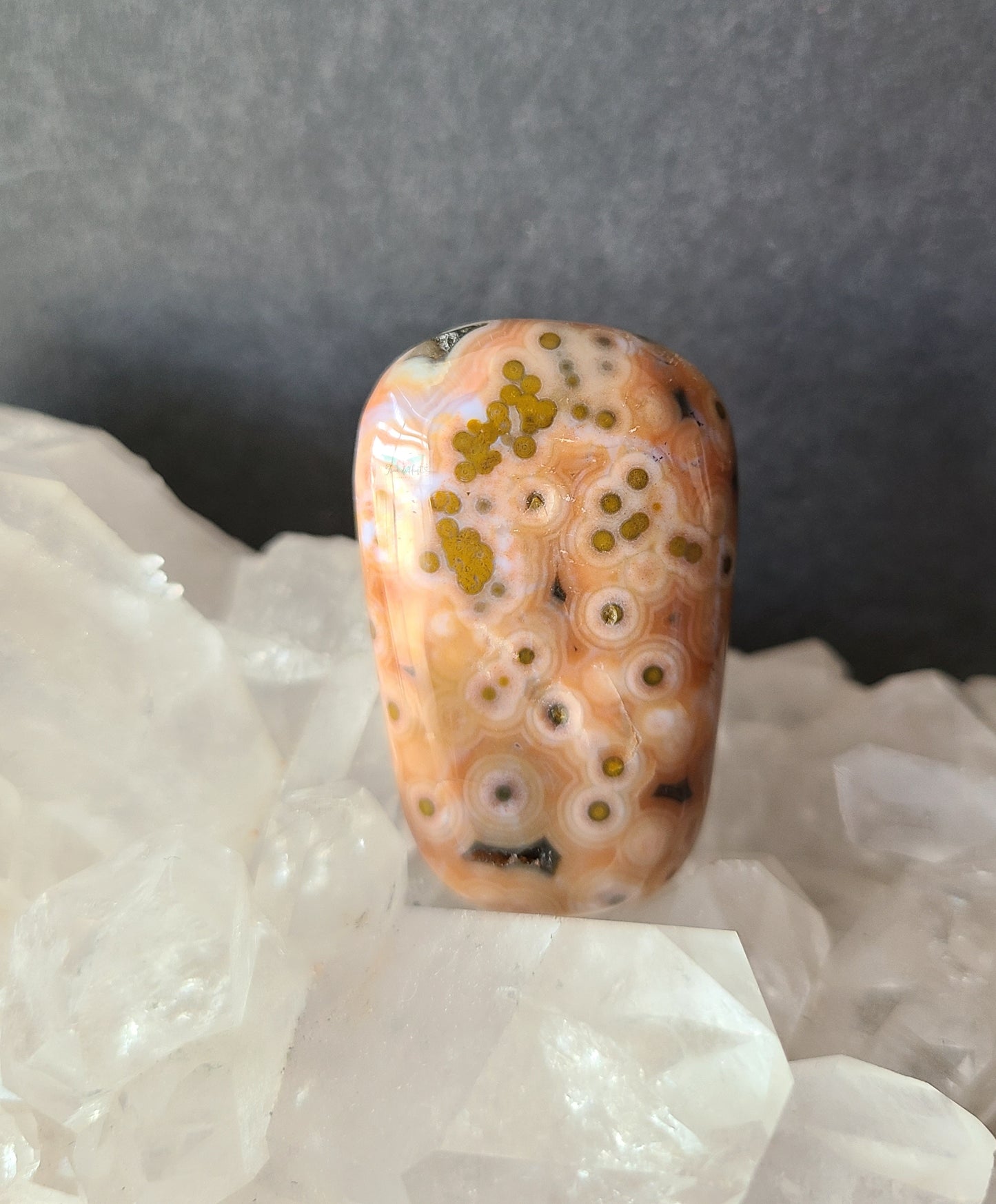 Peach and Yellow Old Stock Ocean Jasper Pocket stone