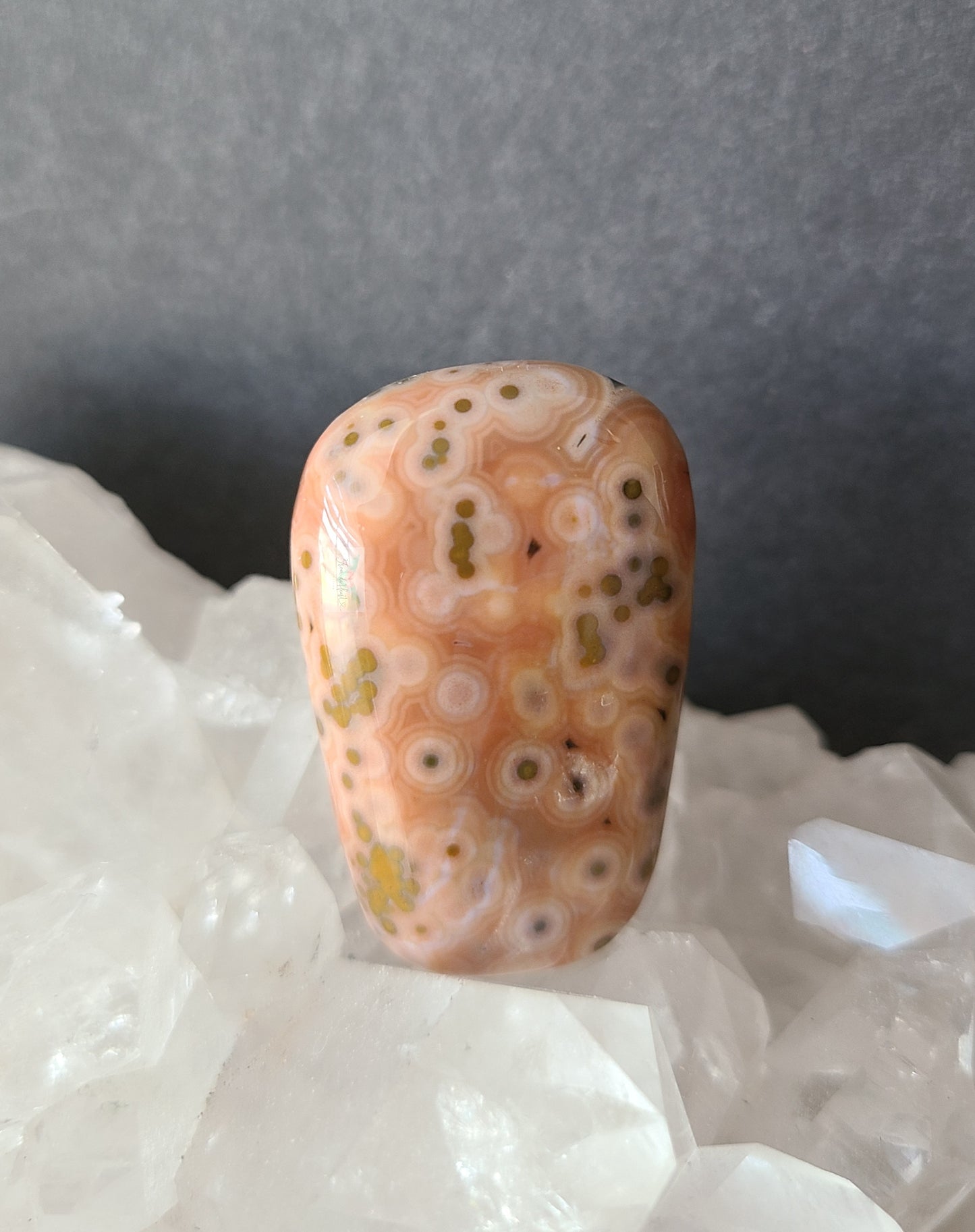 Peach and Yellow Old Stock Ocean Jasper Pocket stone