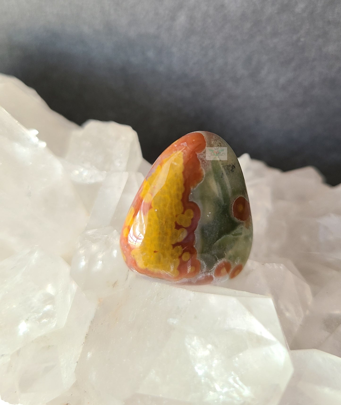 Red and Green Old Stock Ocean Jasper Pocket Stone