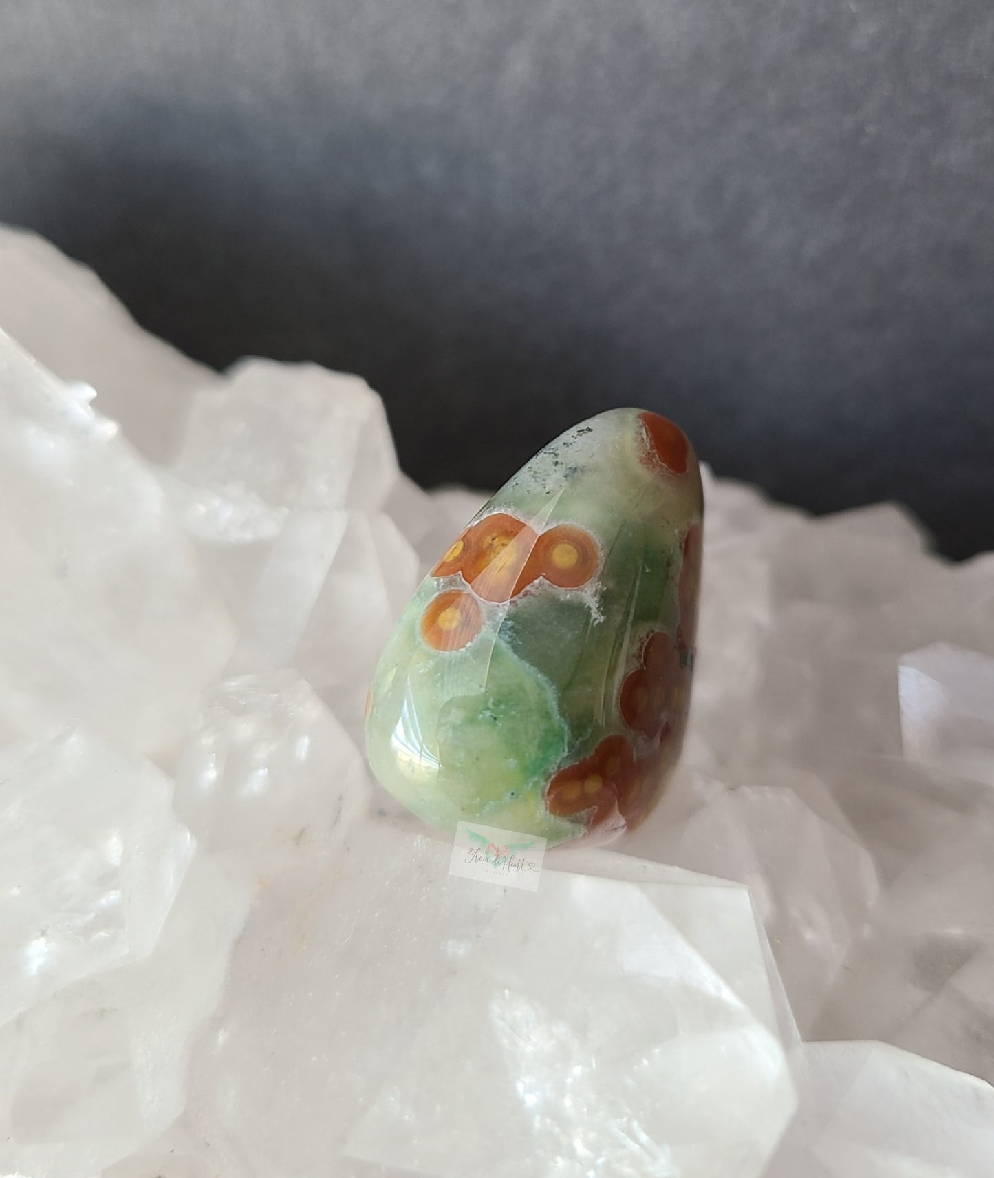 Red and Green Old Stock Ocean Jasper Pocket Stone