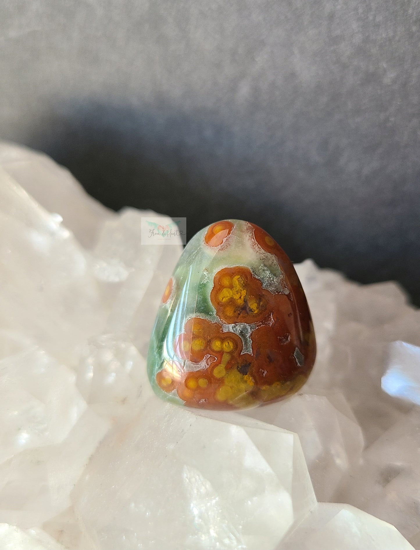 Red and Green Old Stock Ocean Jasper Pocket Stone