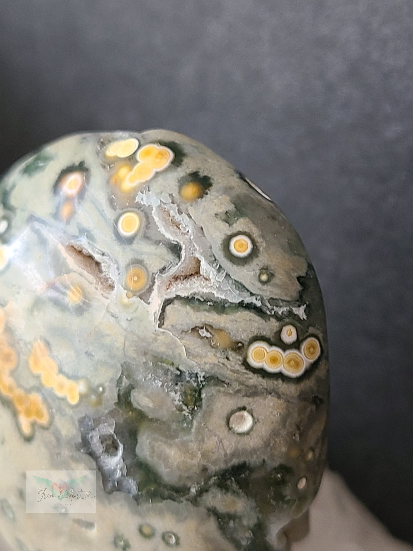 Yellow and Green Ocean Jasper Palmstone