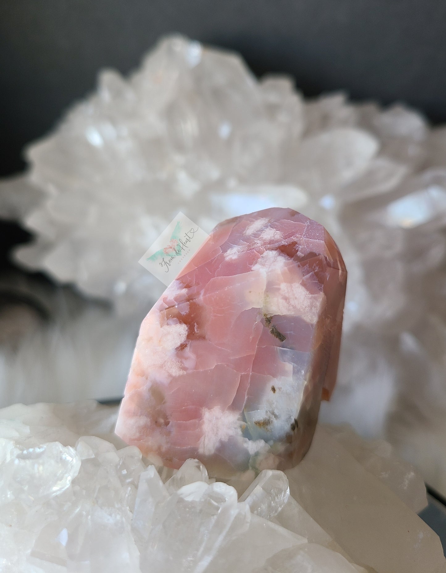 Pink and Green Flower Agate Free form (RARE FIND)