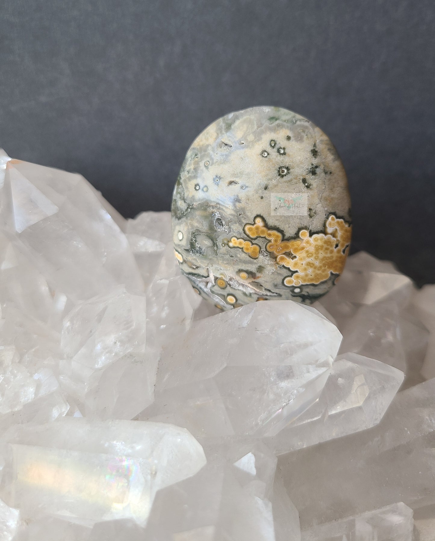 Yellow and Green Ocean Jasper Palmstone