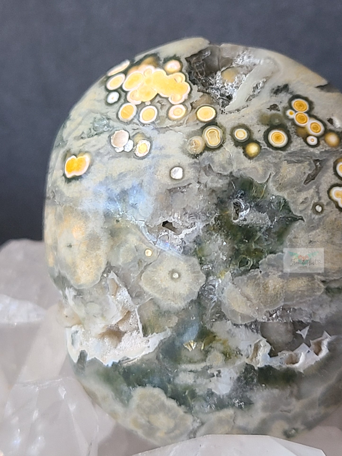 Yellow and Green Ocean Jasper Palmstone