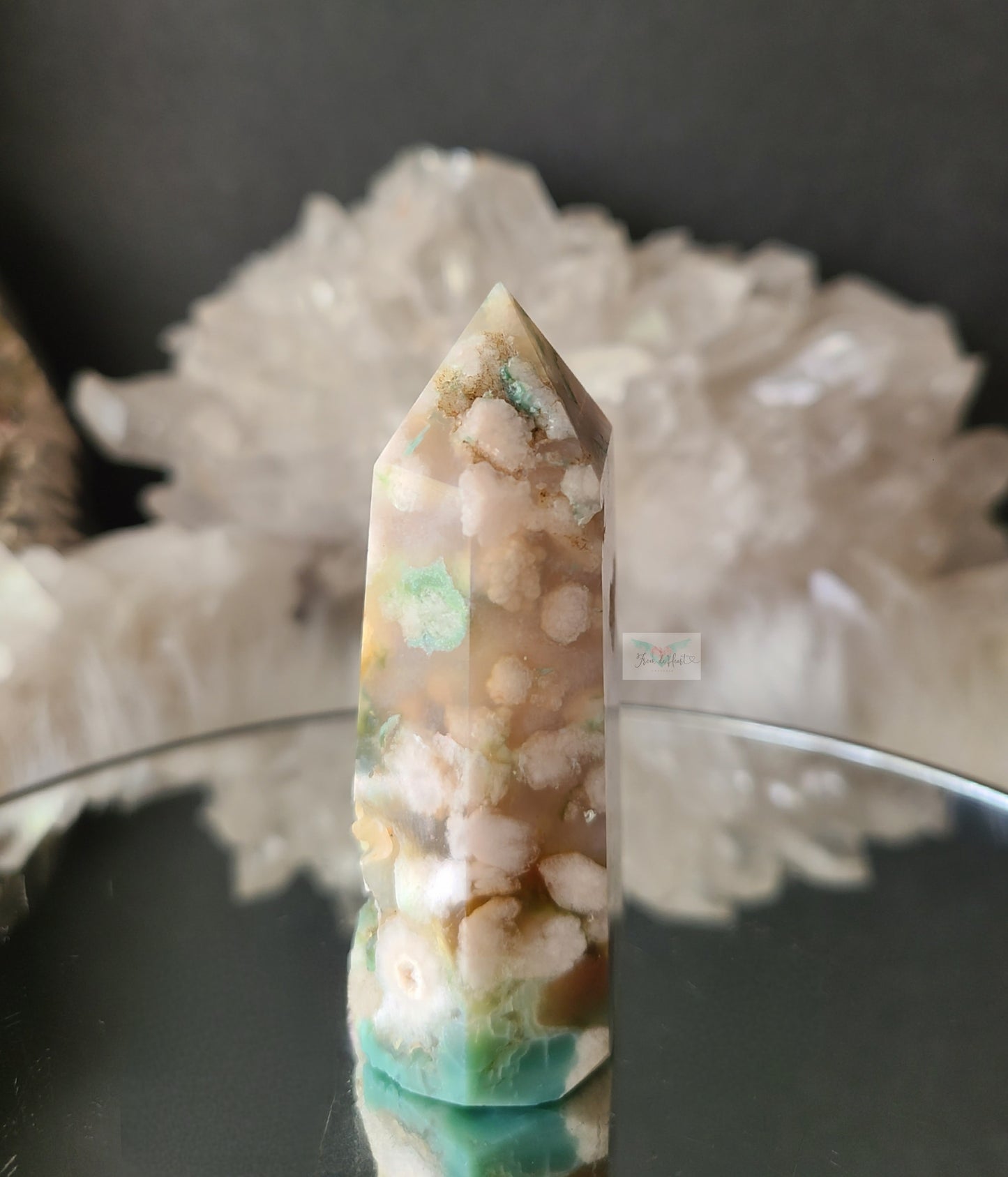 Green Flower Agate Tower