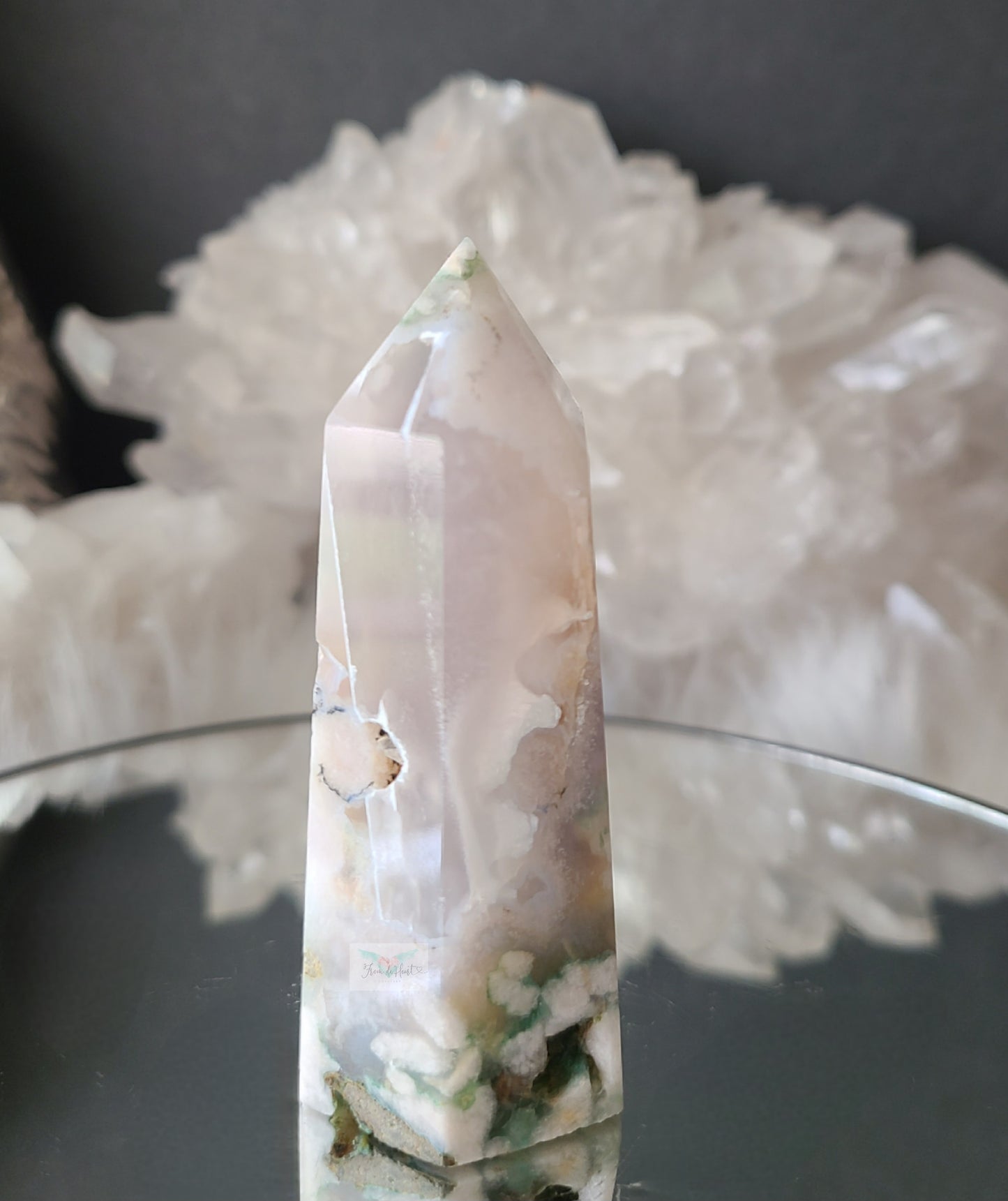 Green Flower Agate Tower