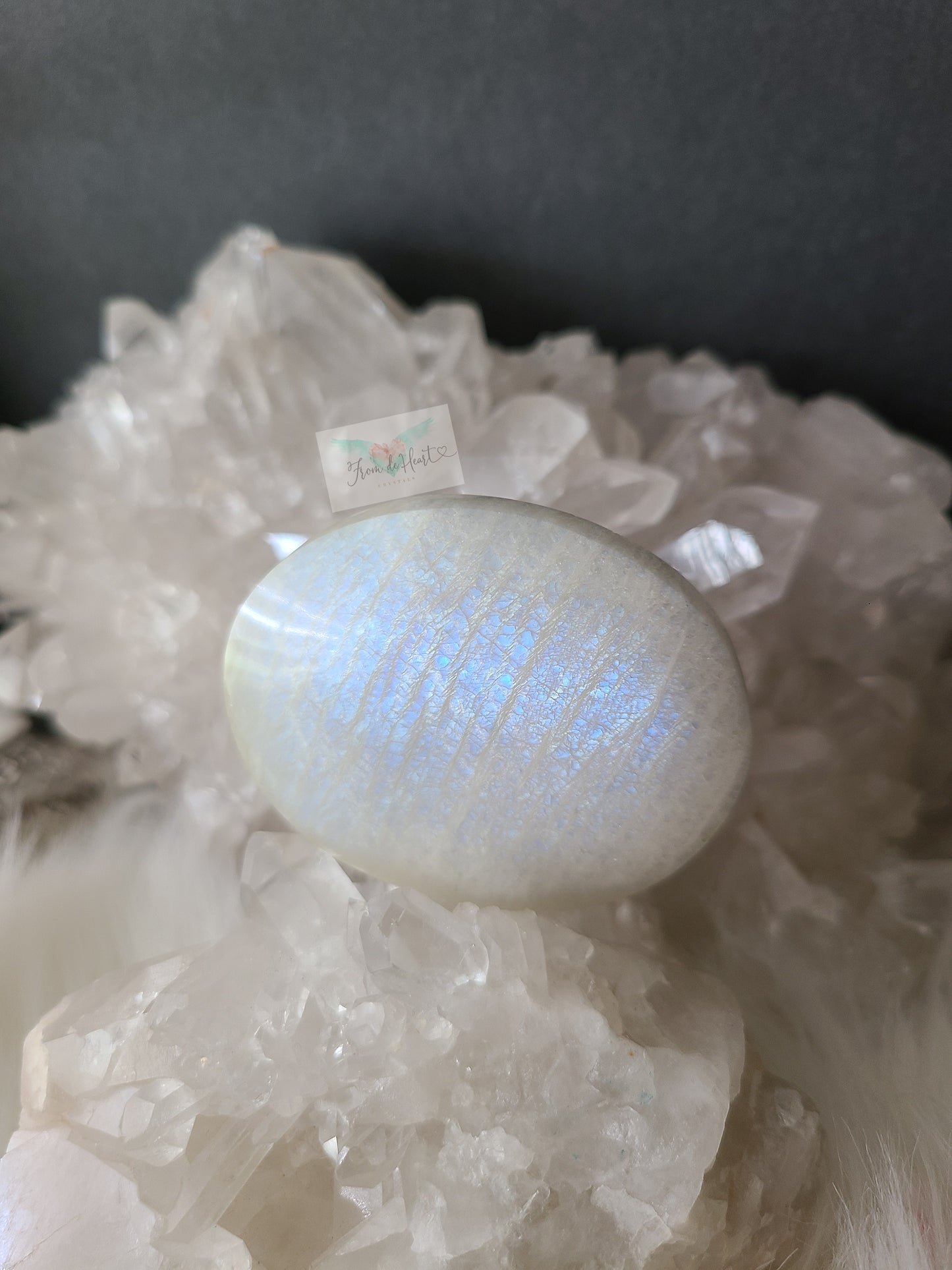 Blue Flash Moonstone Palmstone (B)