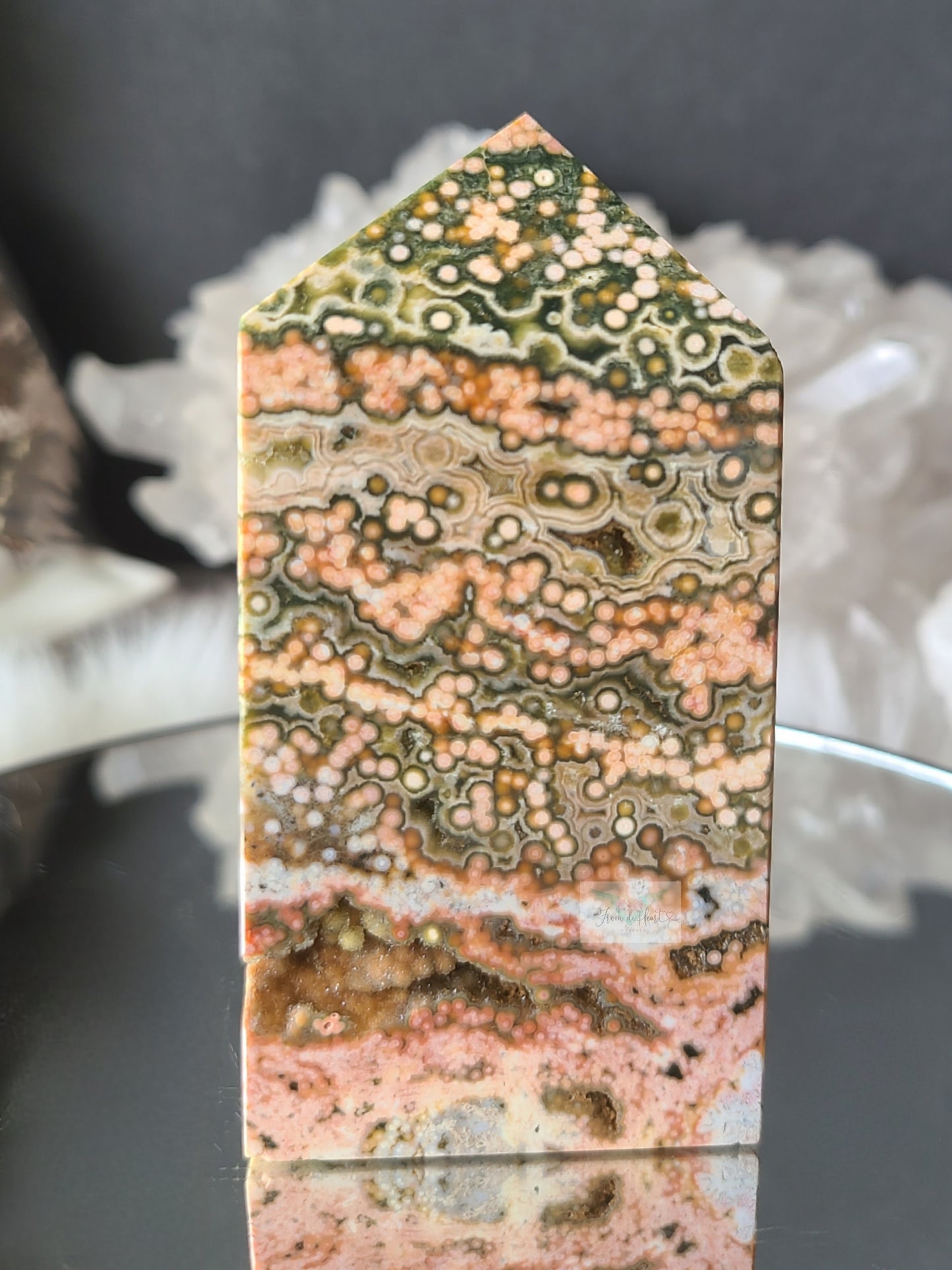 Pink and Green Ocean Jasper Obelisk