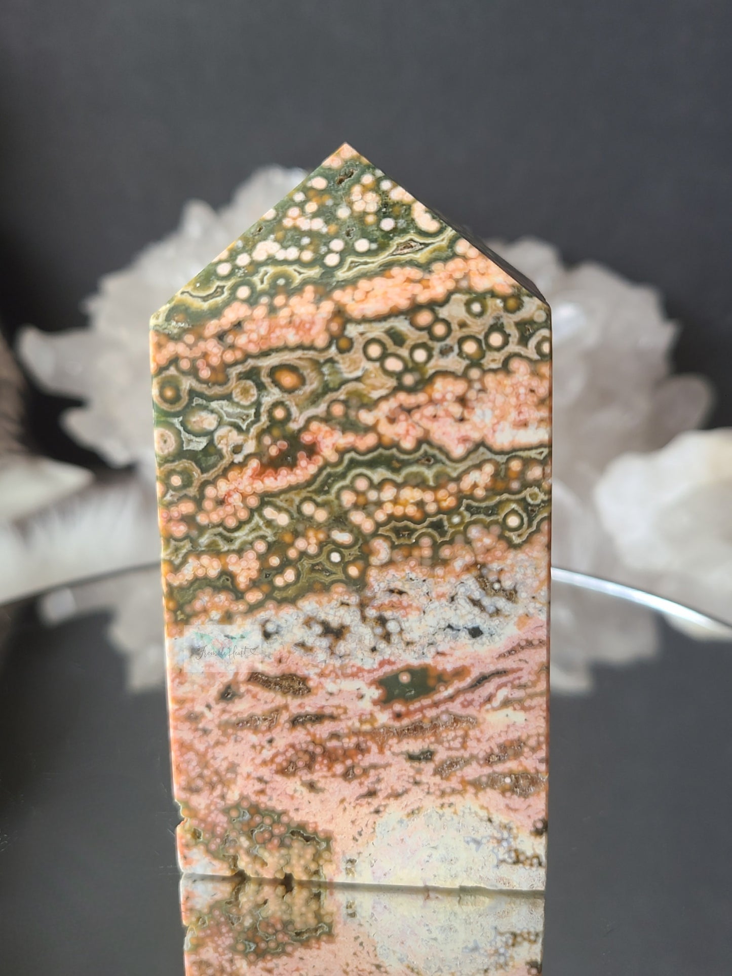 Pink and Green Ocean Jasper Obelisk