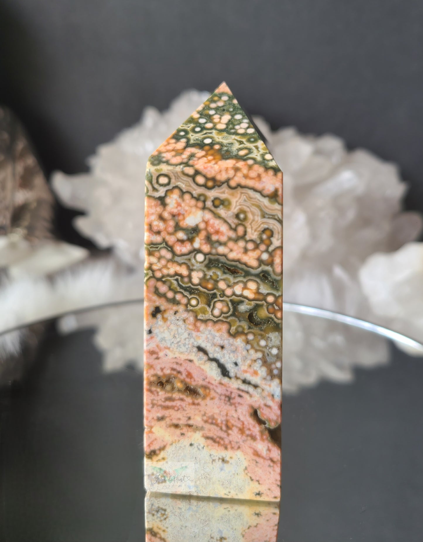 Pink and Green Ocean Jasper Obelisk