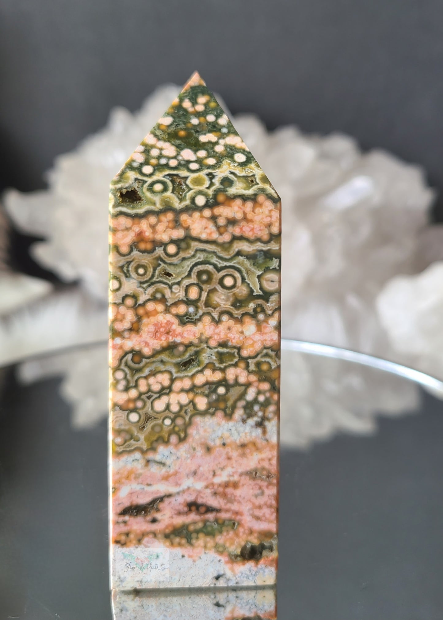 Pink and Green Ocean Jasper Obelisk