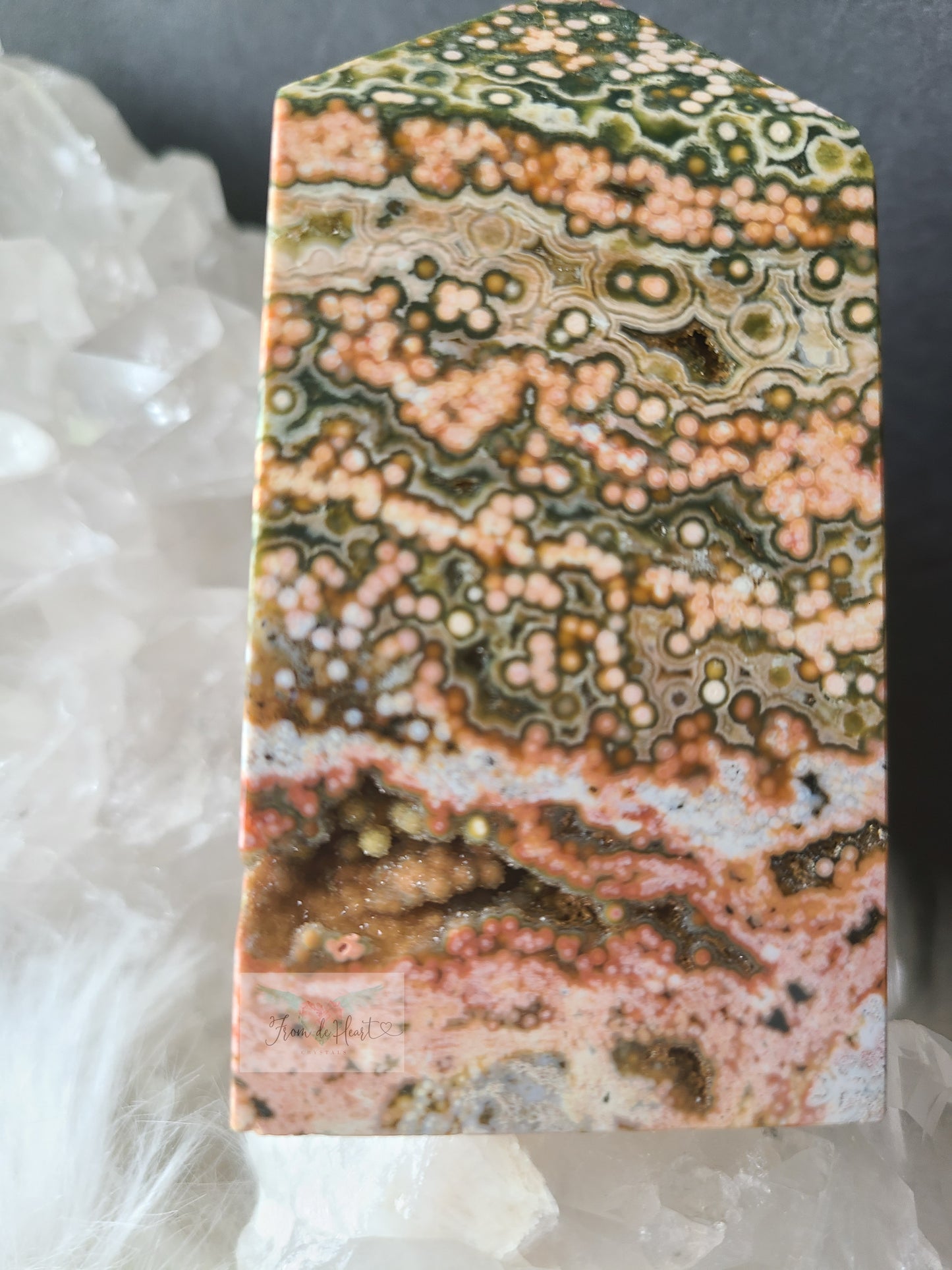 Pink and Green Ocean Jasper Obelisk