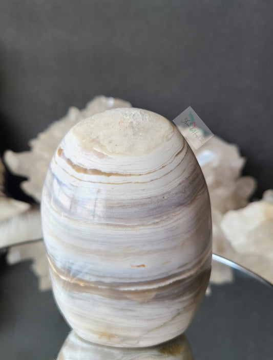 White Banded Ocean Jasper with Quartz Freeform