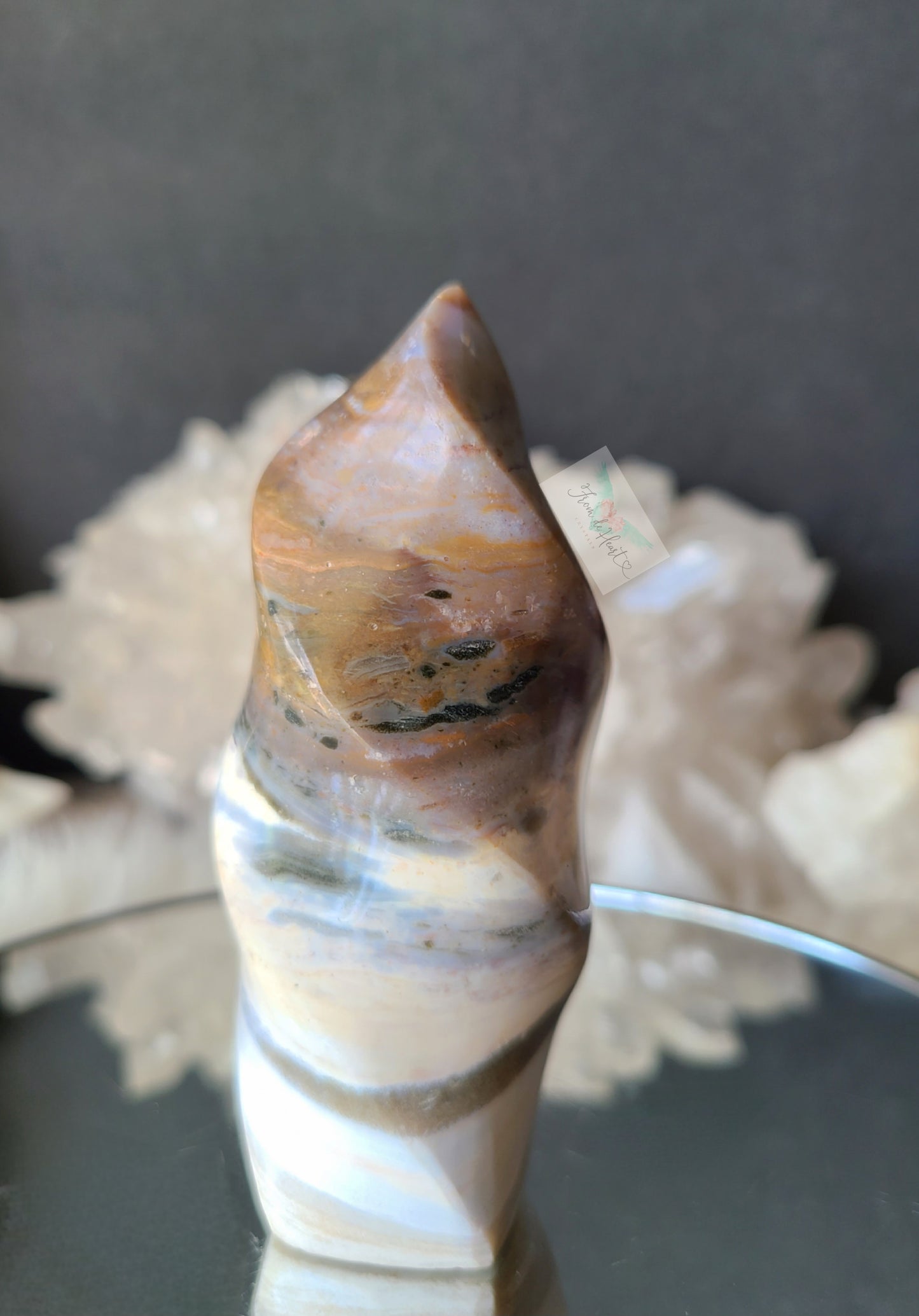 White Banded Ocean Jasper Flame (A)