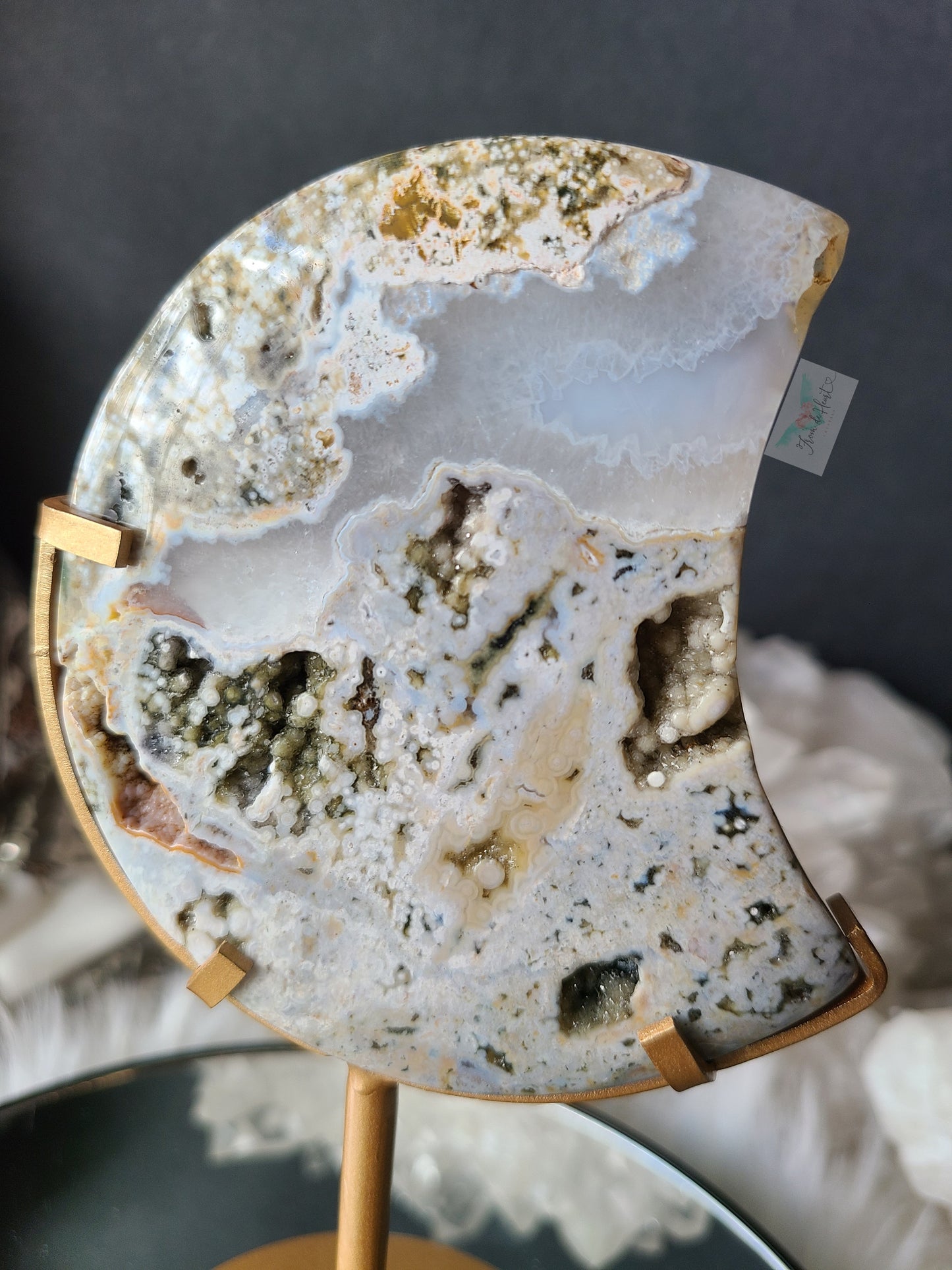 Ocean Jasper Moon on Stand