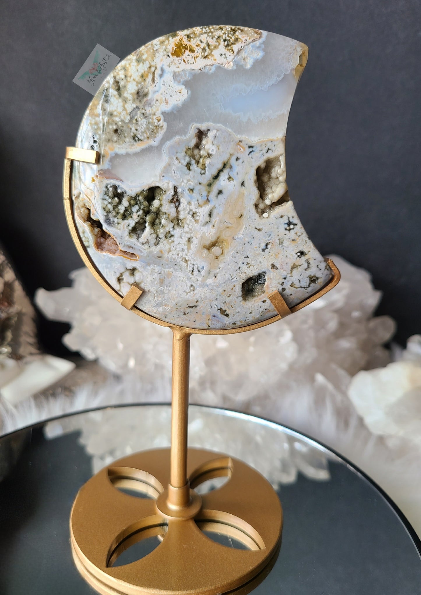 Ocean Jasper Moon on Stand