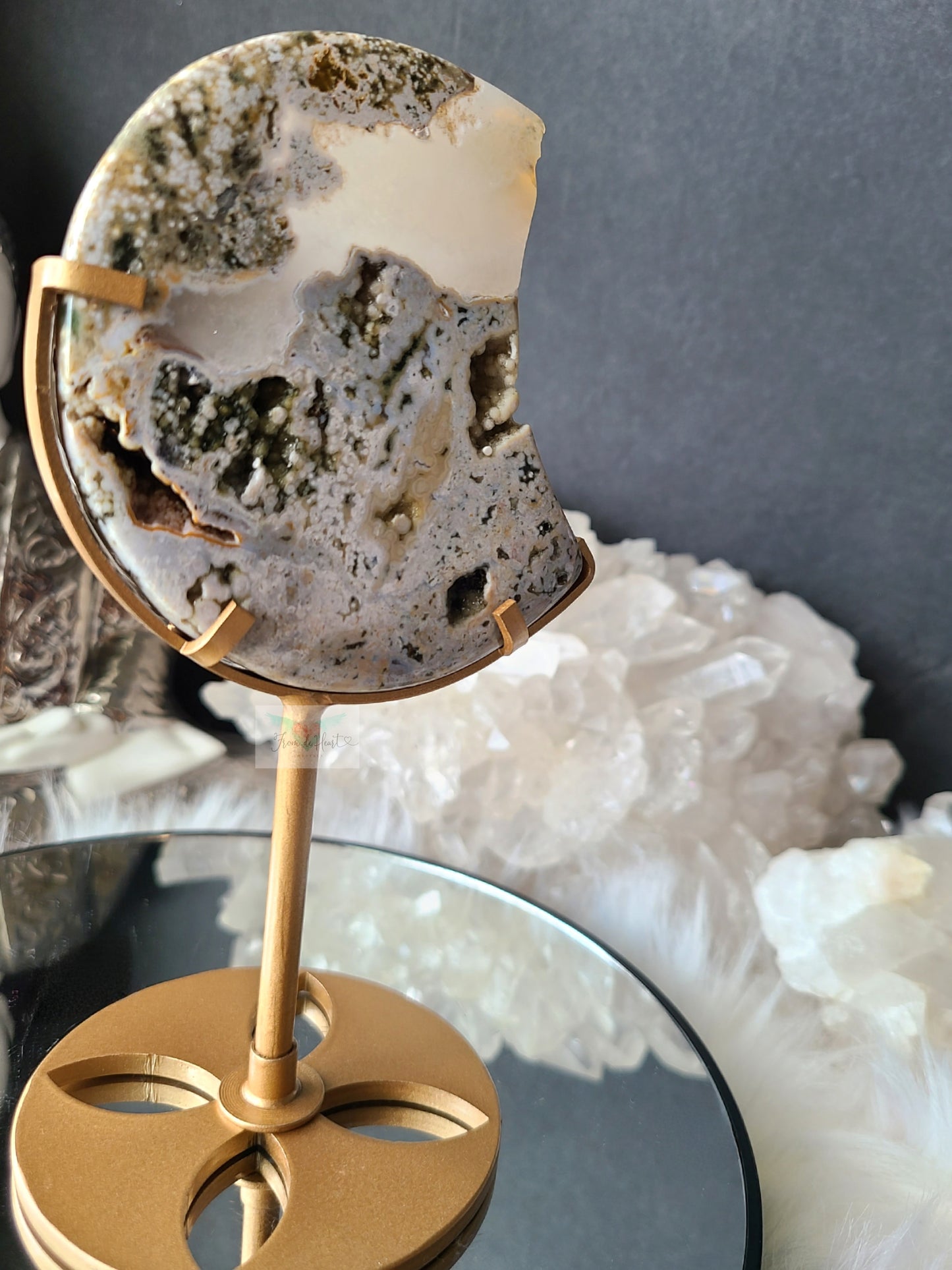 Ocean Jasper Moon on Stand