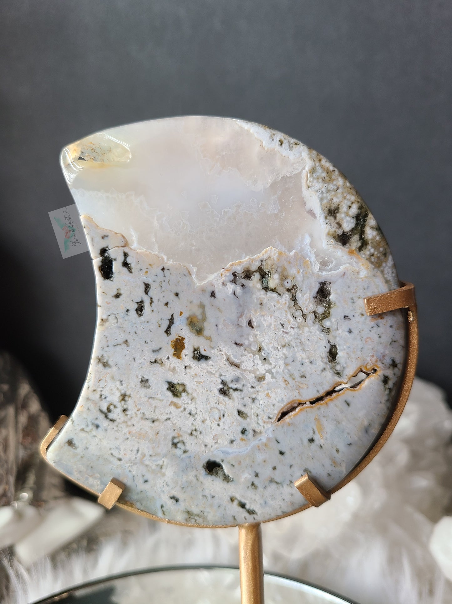 Ocean Jasper Moon on Stand