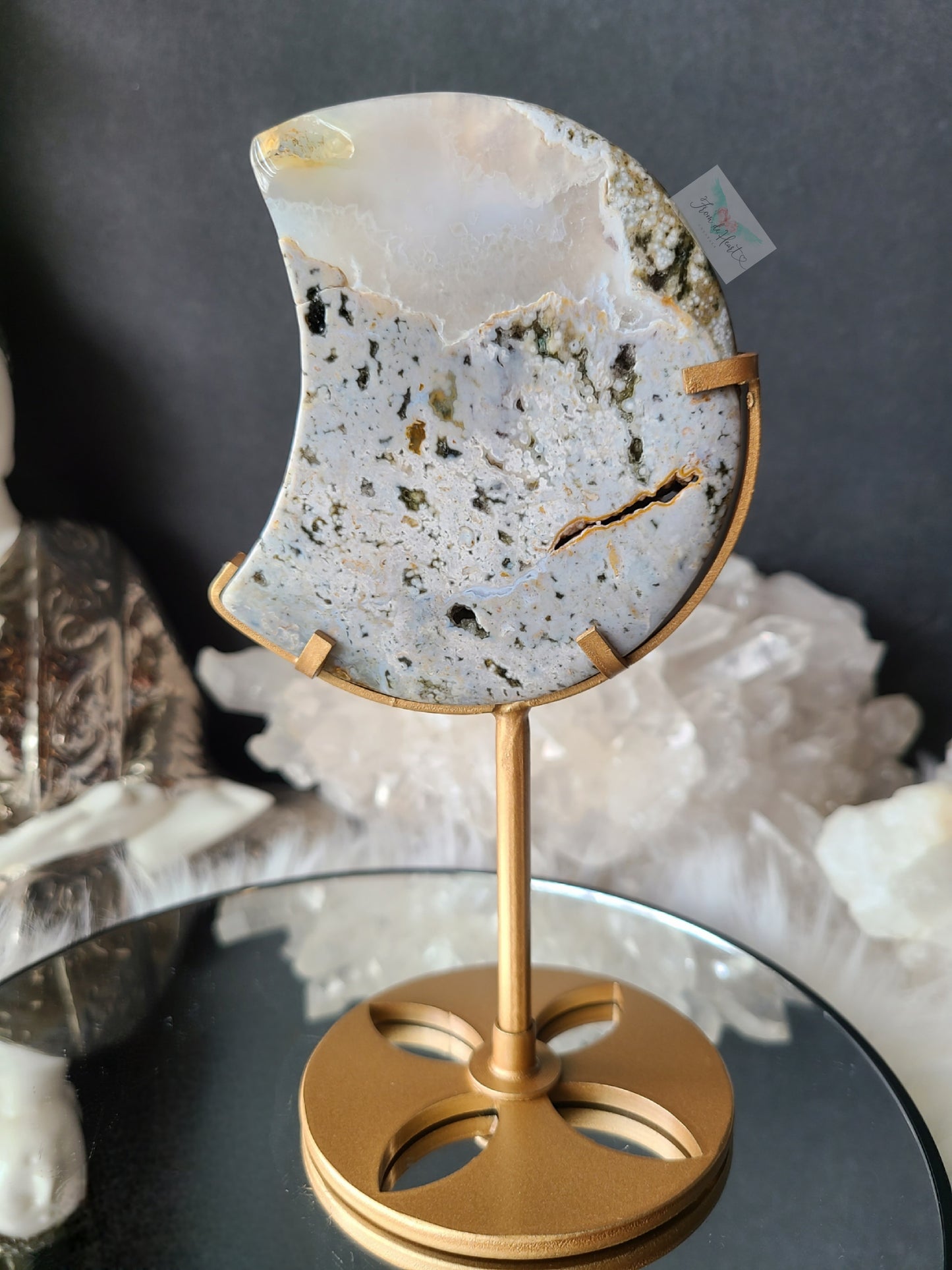 Ocean Jasper Moon on Stand