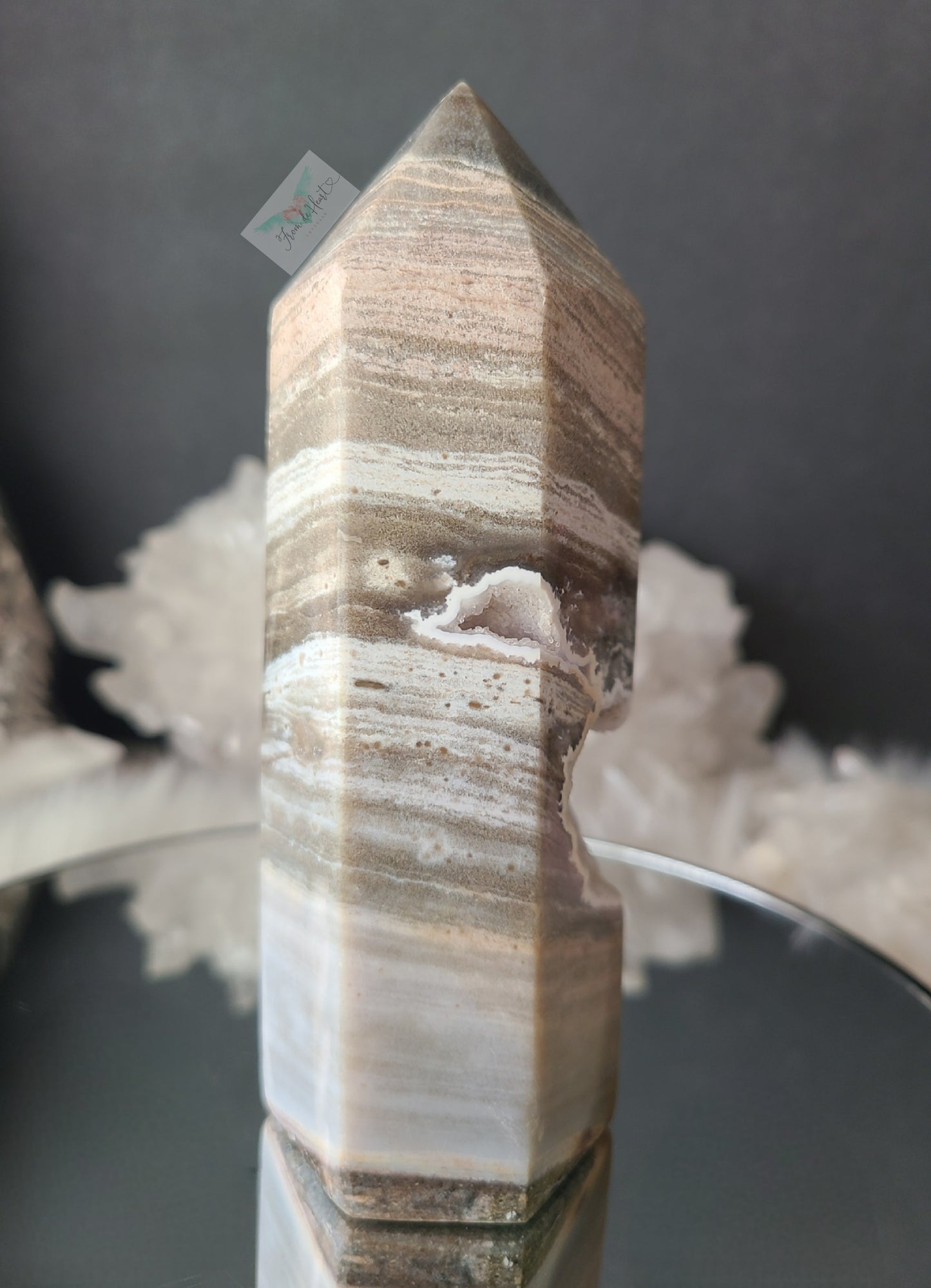 Sugar Druzy Banded Ocean Jasper Tower