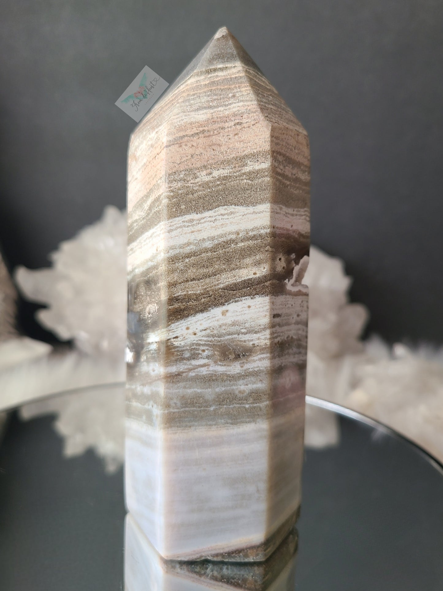 Sugar Druzy Banded Ocean Jasper Tower