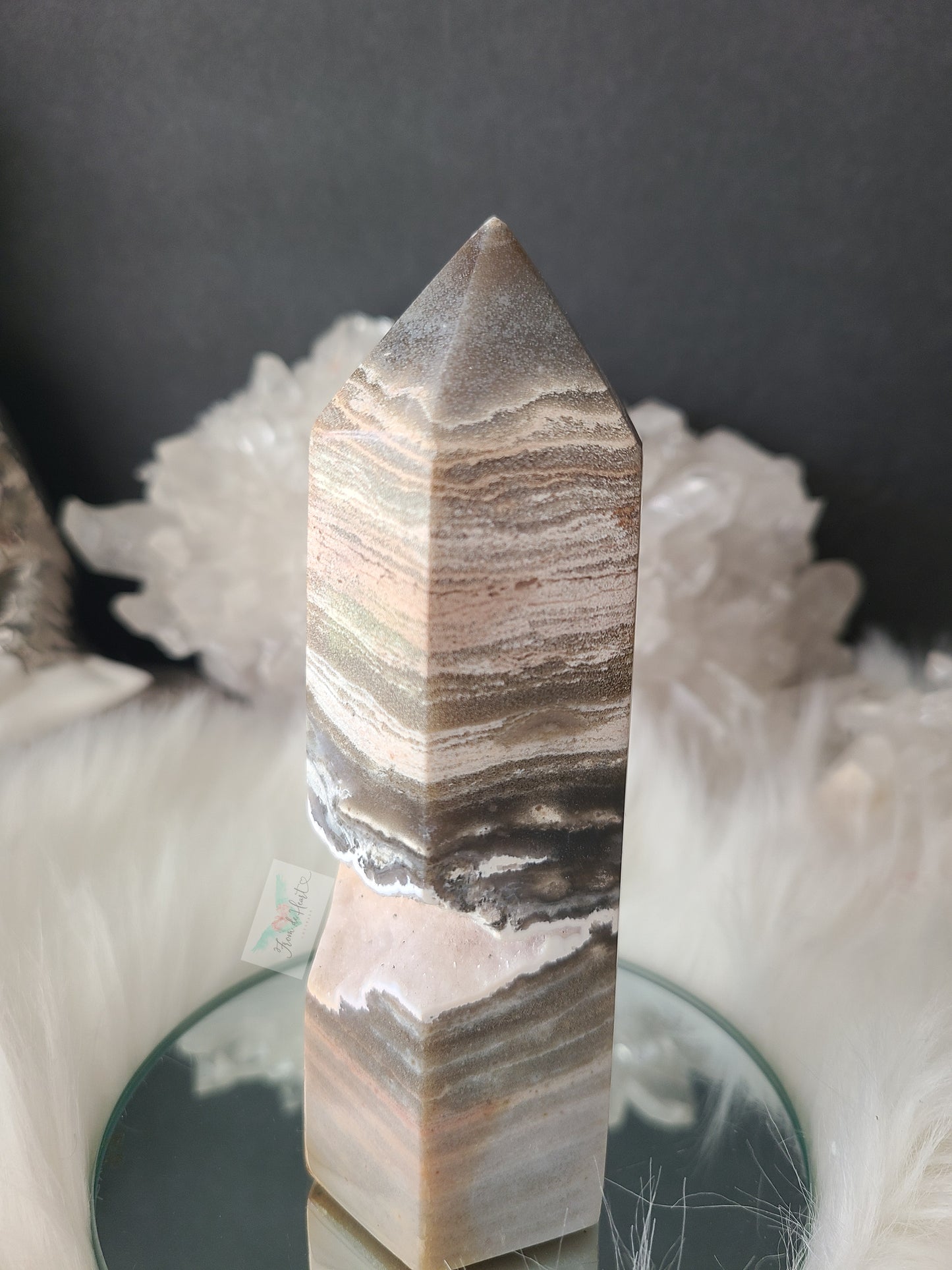 Sugar Druzy Banded Ocean Jasper Tower