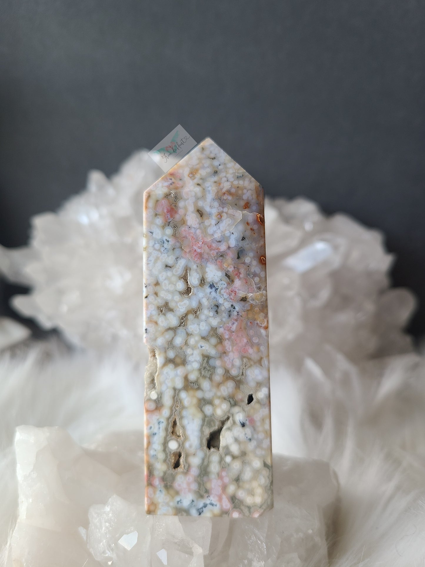 Druzy Pink Orbicular Jasper Tower