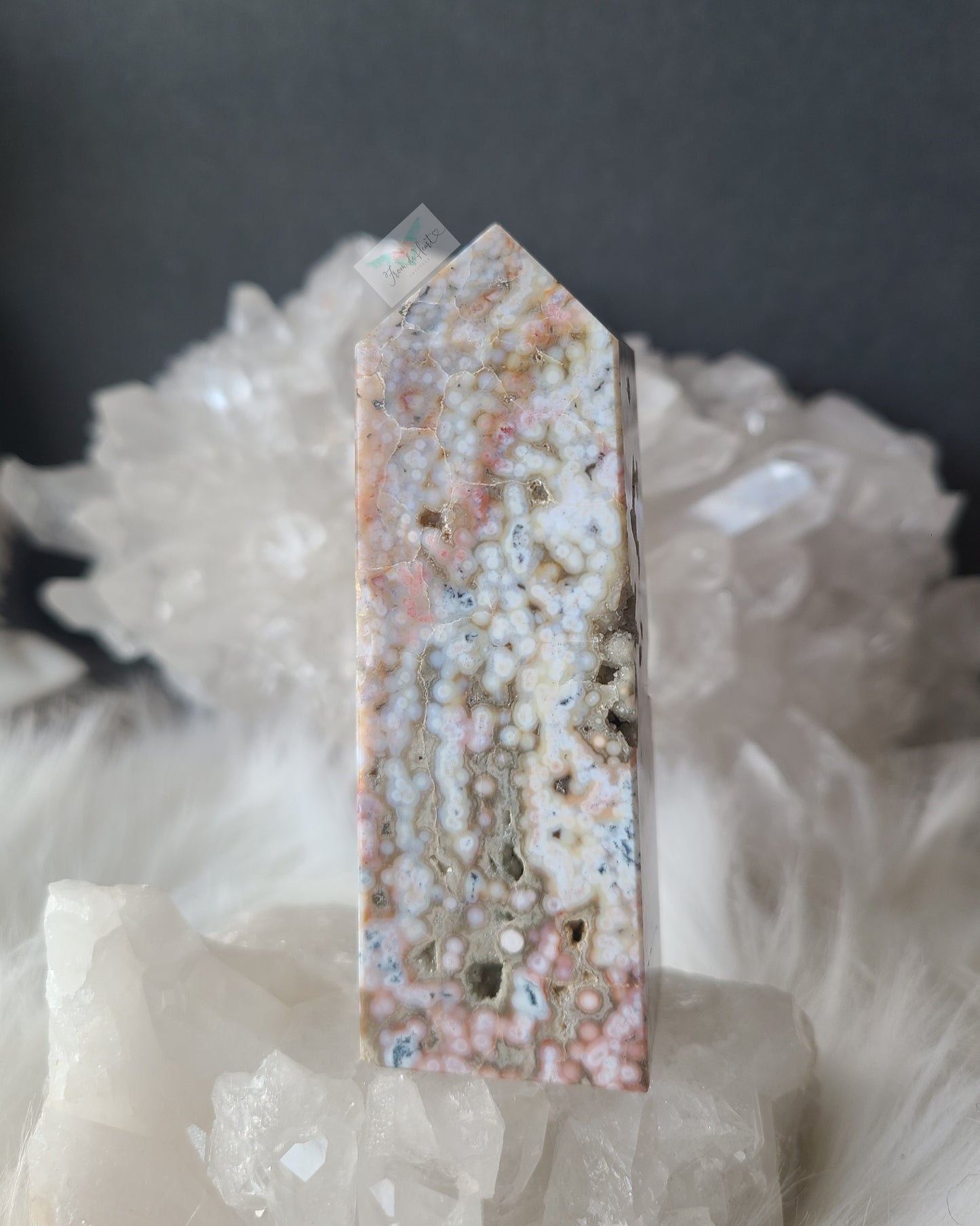 Druzy Pink Orbicular Jasper Tower