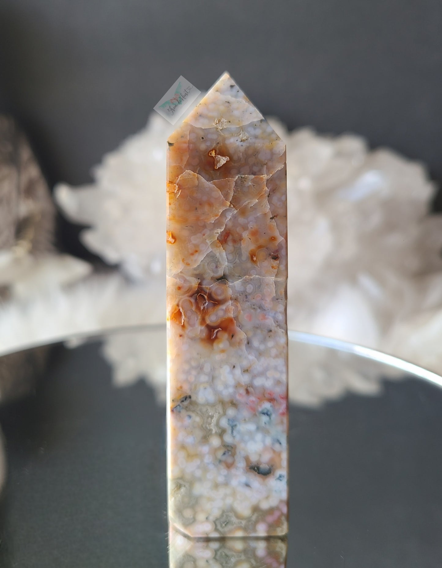 Druzy Pink Orbicular Jasper Tower