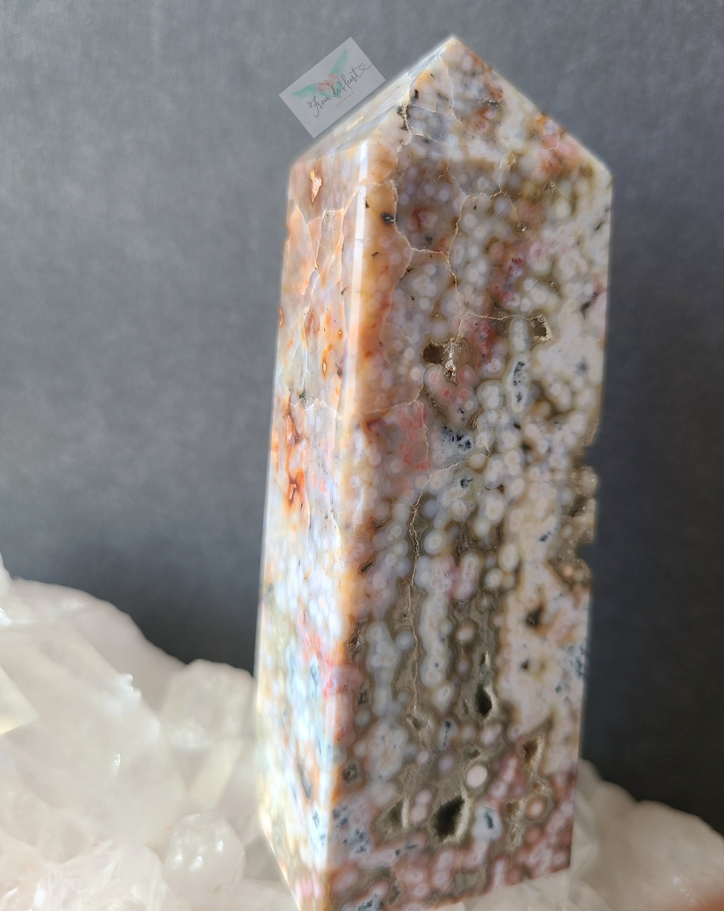 Druzy Pink Orbicular Jasper Tower