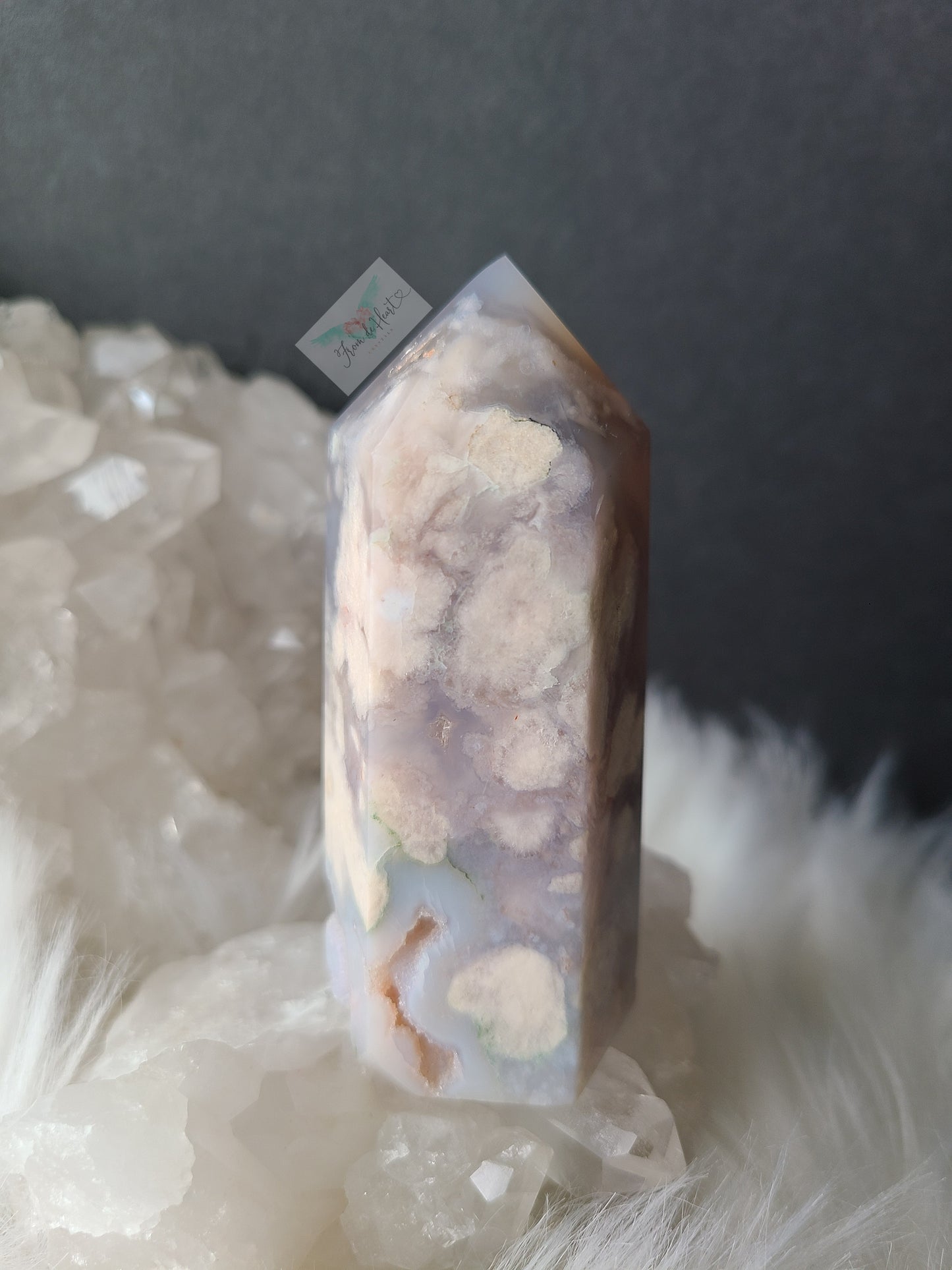 Blue Flower Agate Tower (A)