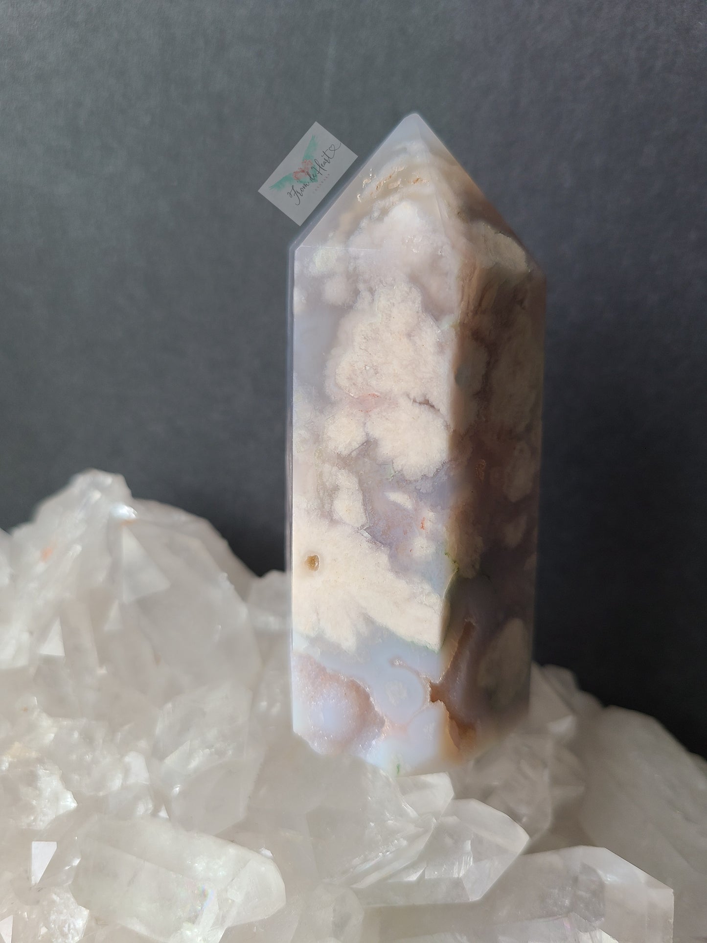 Blue Flower Agate Tower (A)