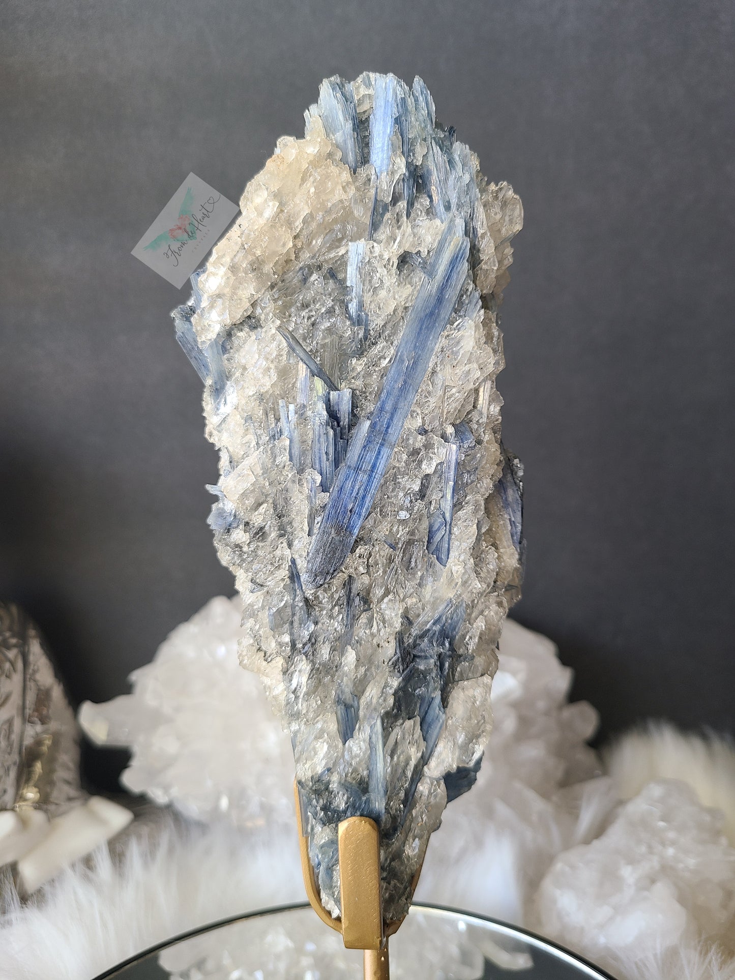 Blue Kyanite with Quartz on Stand