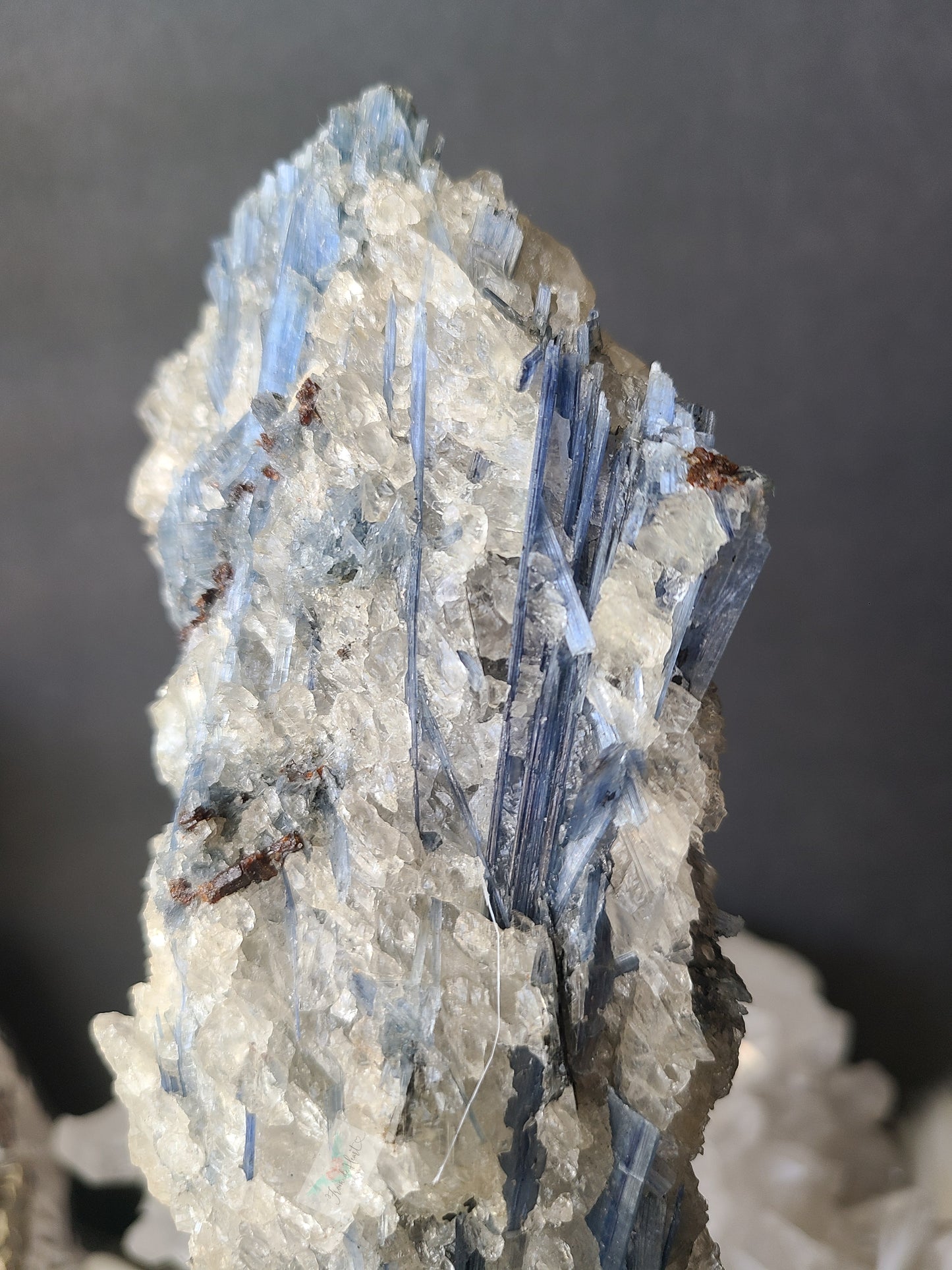 Blue Kyanite with Quartz on Stand