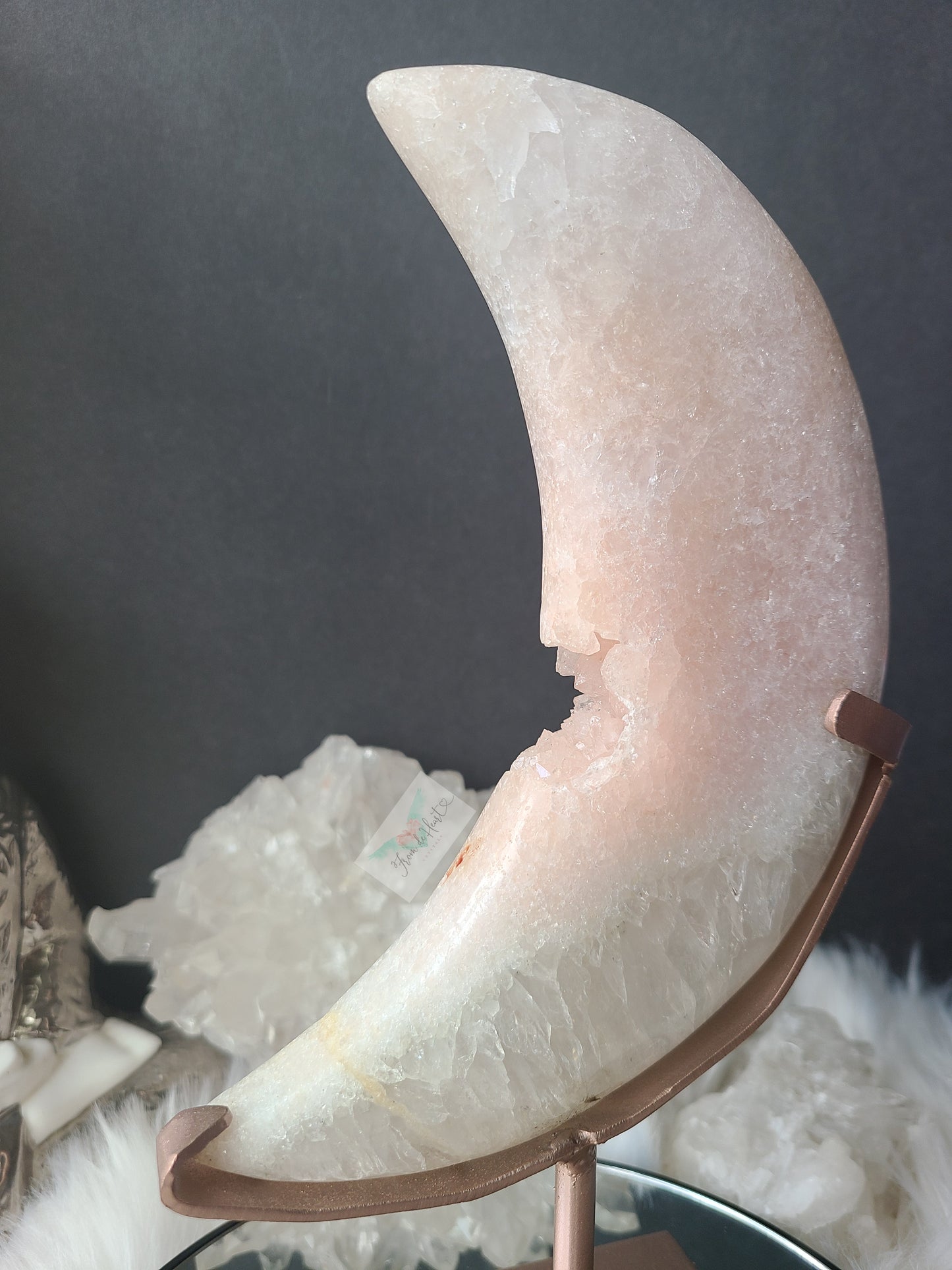 Pink Amethyst Moon on Stand