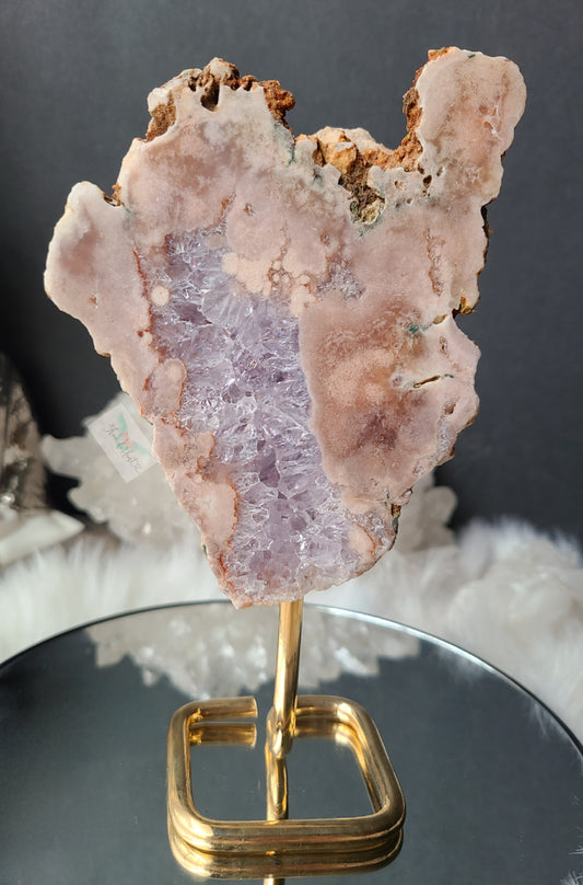 Pink Amethyst Quartz Slab on Stand