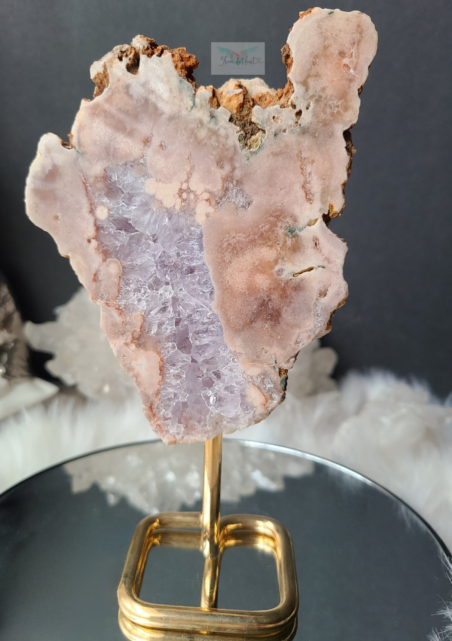 Pink Amethyst Quartz Slab on Stand