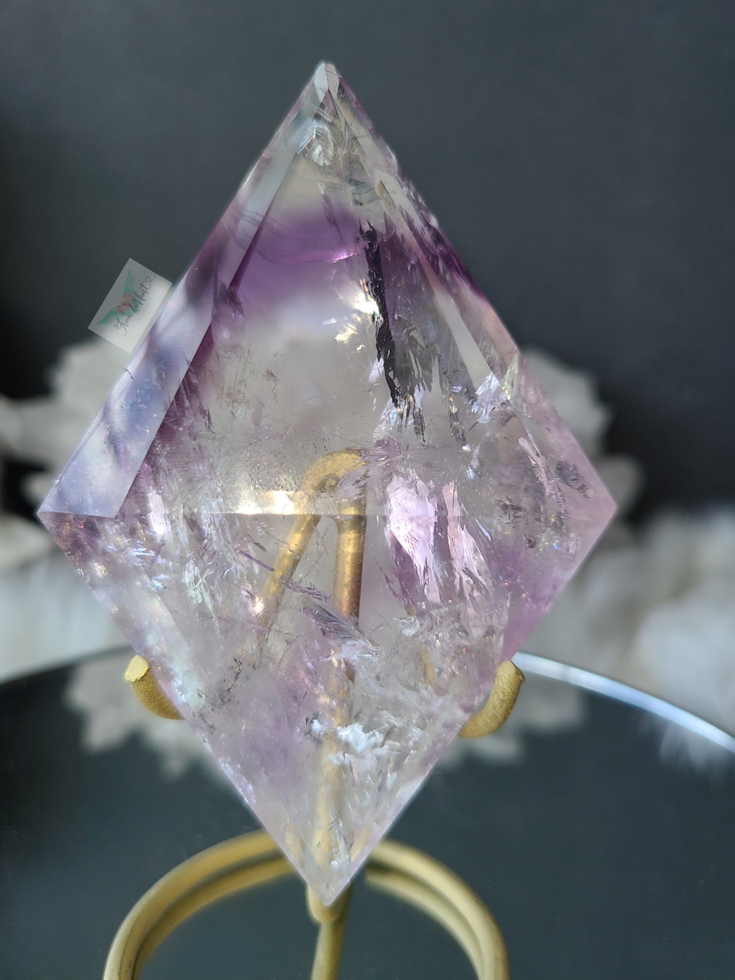 High Quality Phantom Amethyst Diamond on Stand