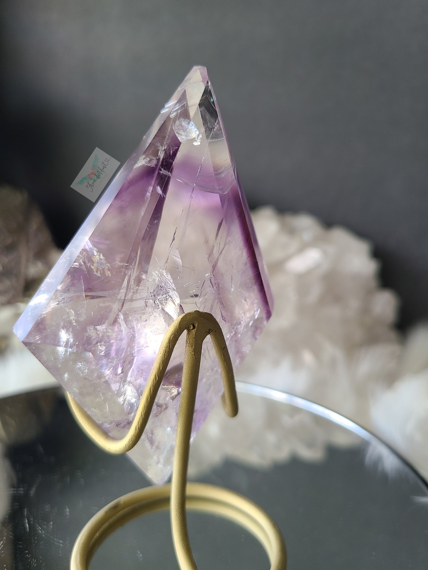 High Quality Phantom Amethyst Diamond on Stand