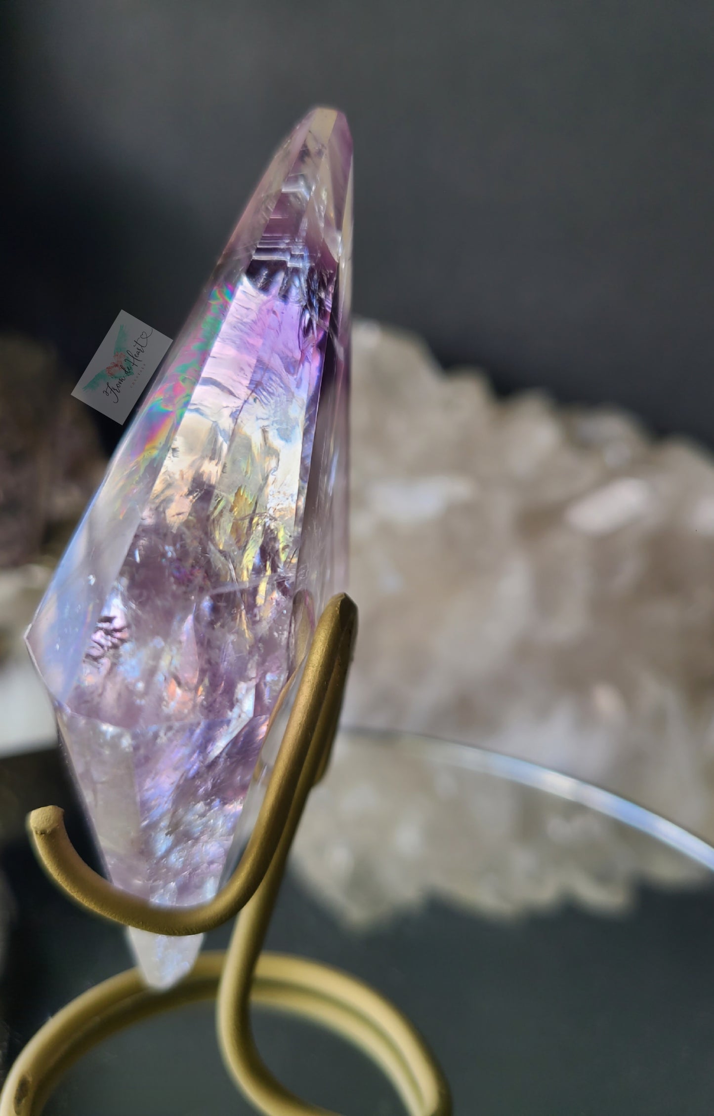 High Quality Phantom Amethyst Diamond on Stand