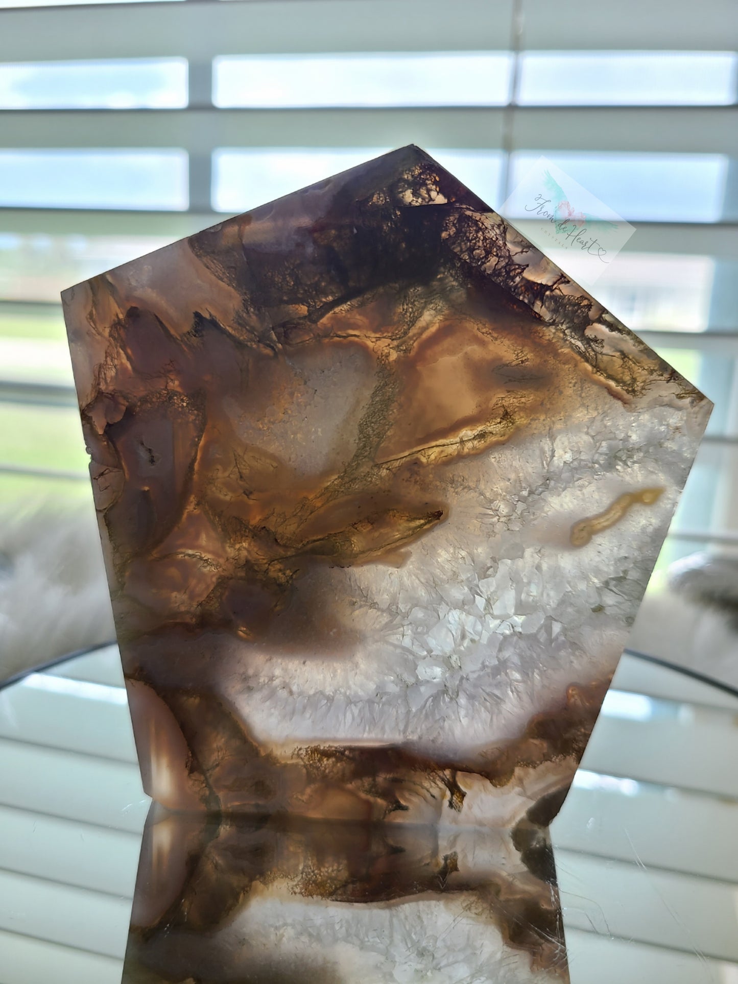 Blue Moss Agate with Quartz Slab