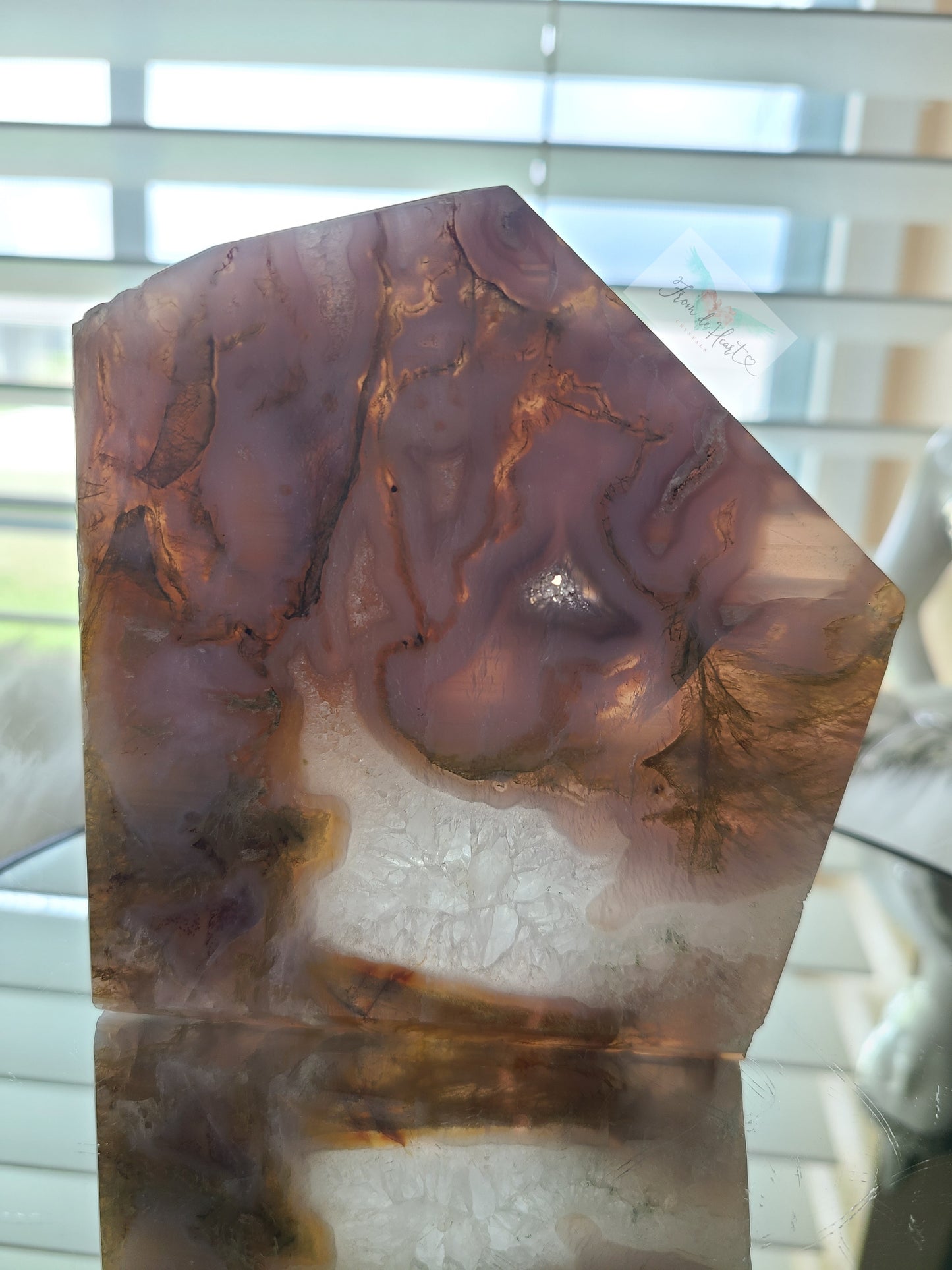 Blue Moss Agate with Quartz Slab (B)