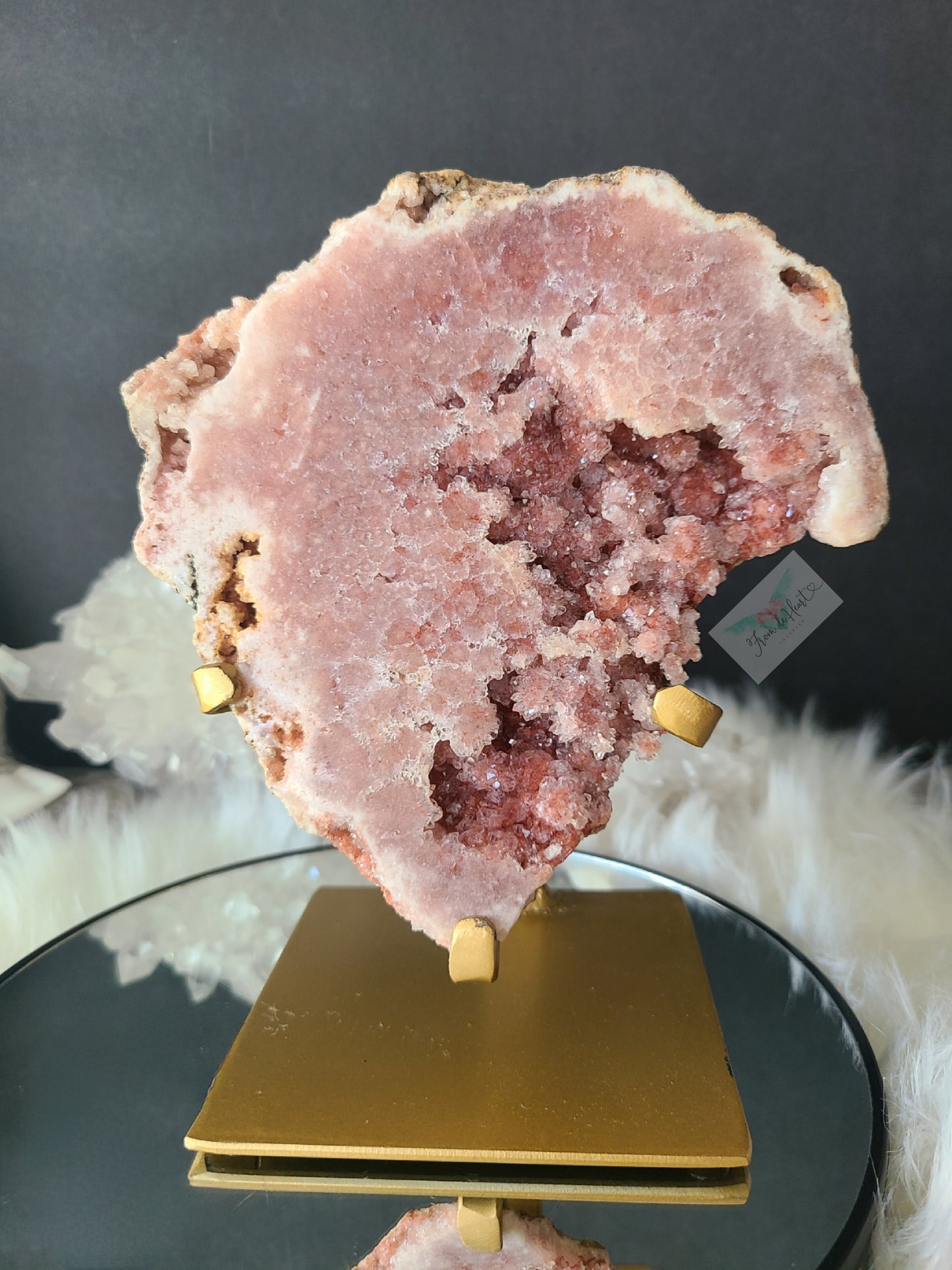 Druzy Pink Amethyst Slab on Stand