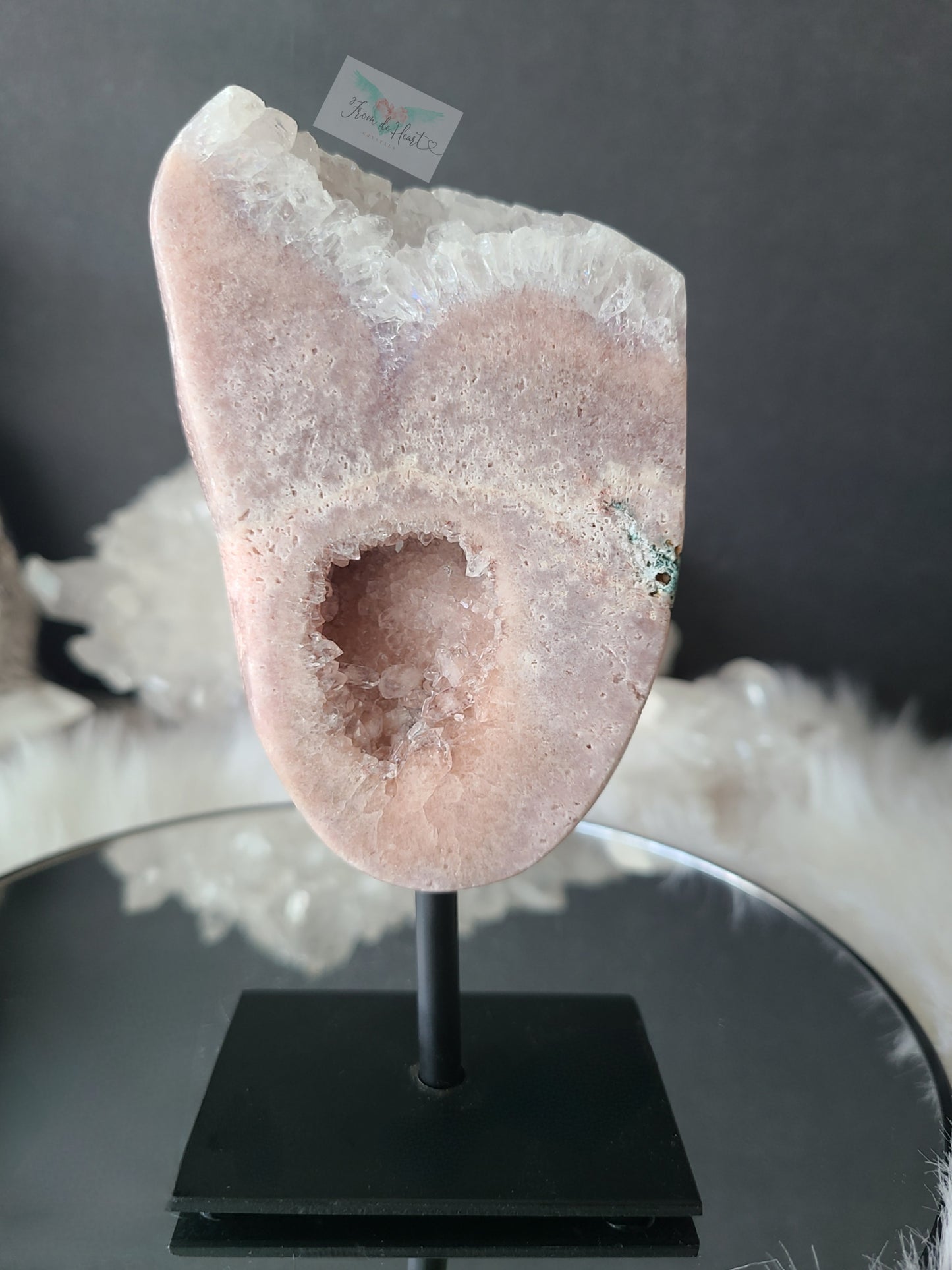 Pink Amethyst with Quartz on Stand