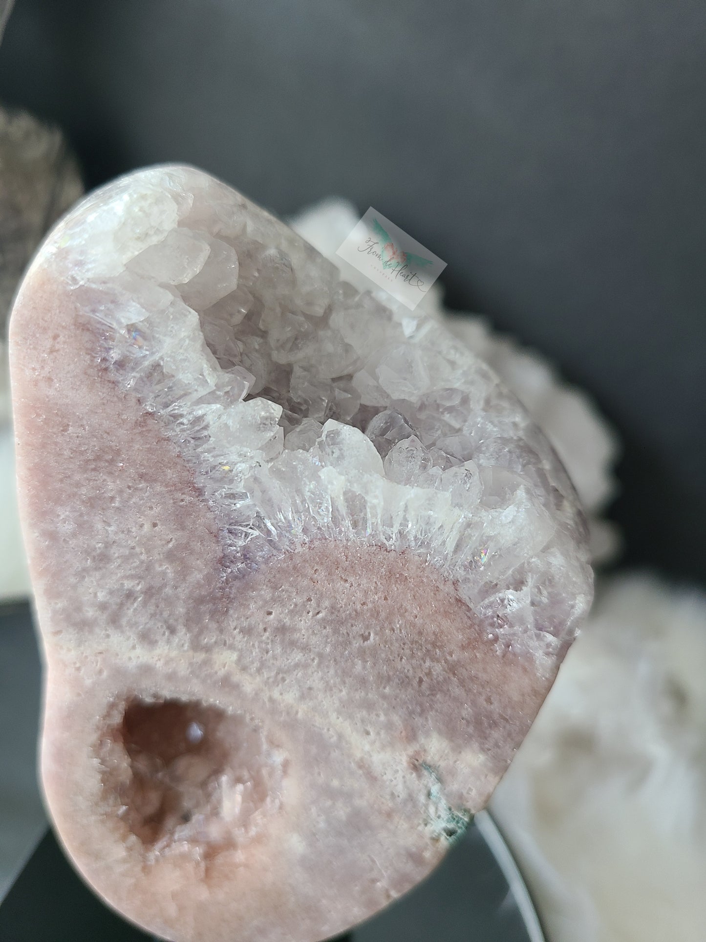 Pink Amethyst with Quartz on Stand